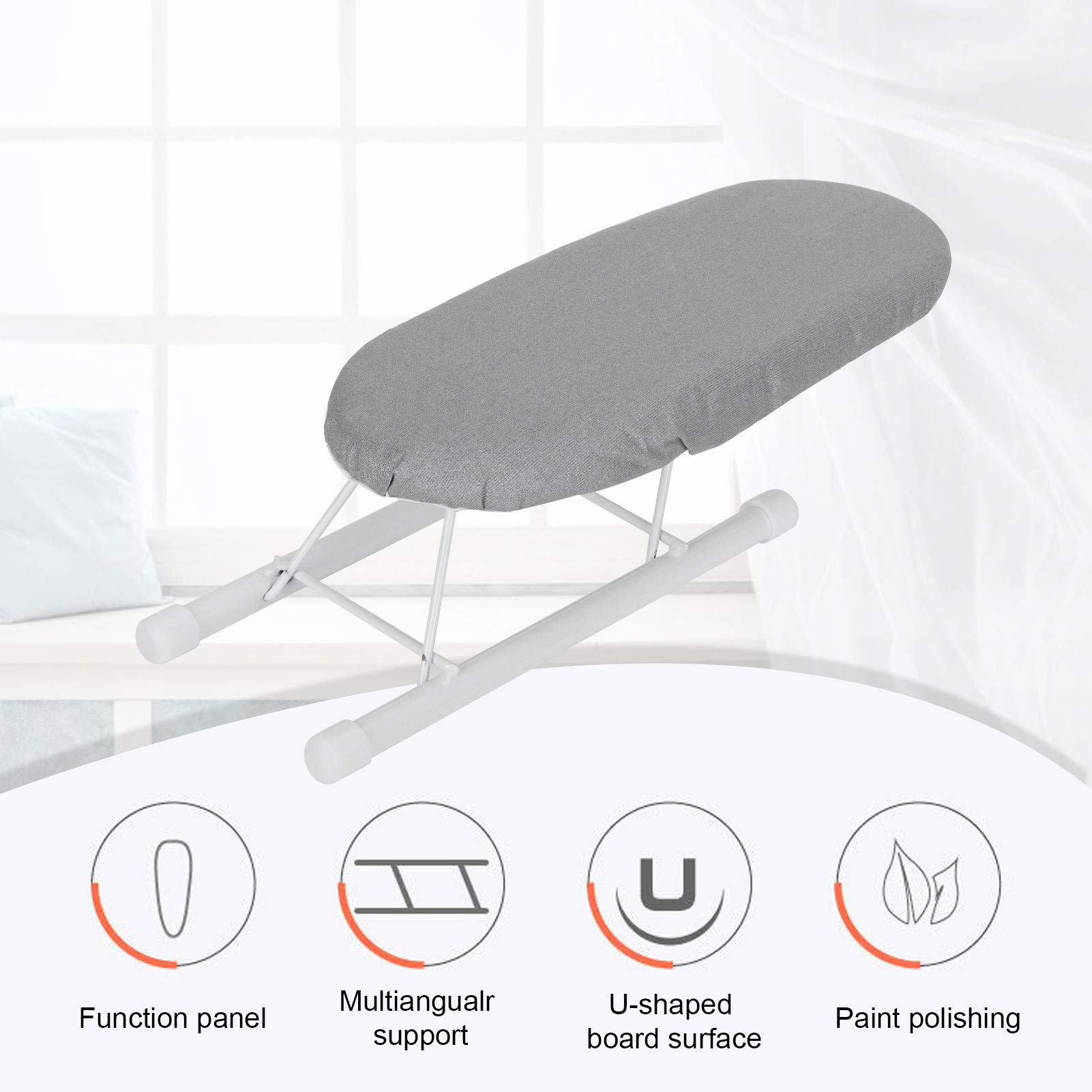 Portable Mini Ironing Board with Removable Washable Cover - Perfect for Collars, Sleeves & Necklines | Anti-Scald Silver Cloth | Ideal for Travel & Small Garment Care