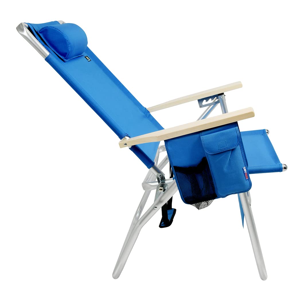 17 Inch Tall Beach Chair for Adults - 4 Reclining Positions & Elevated Design - Perfect for Beach, Poolside, Camping & Outdoor Relaxation