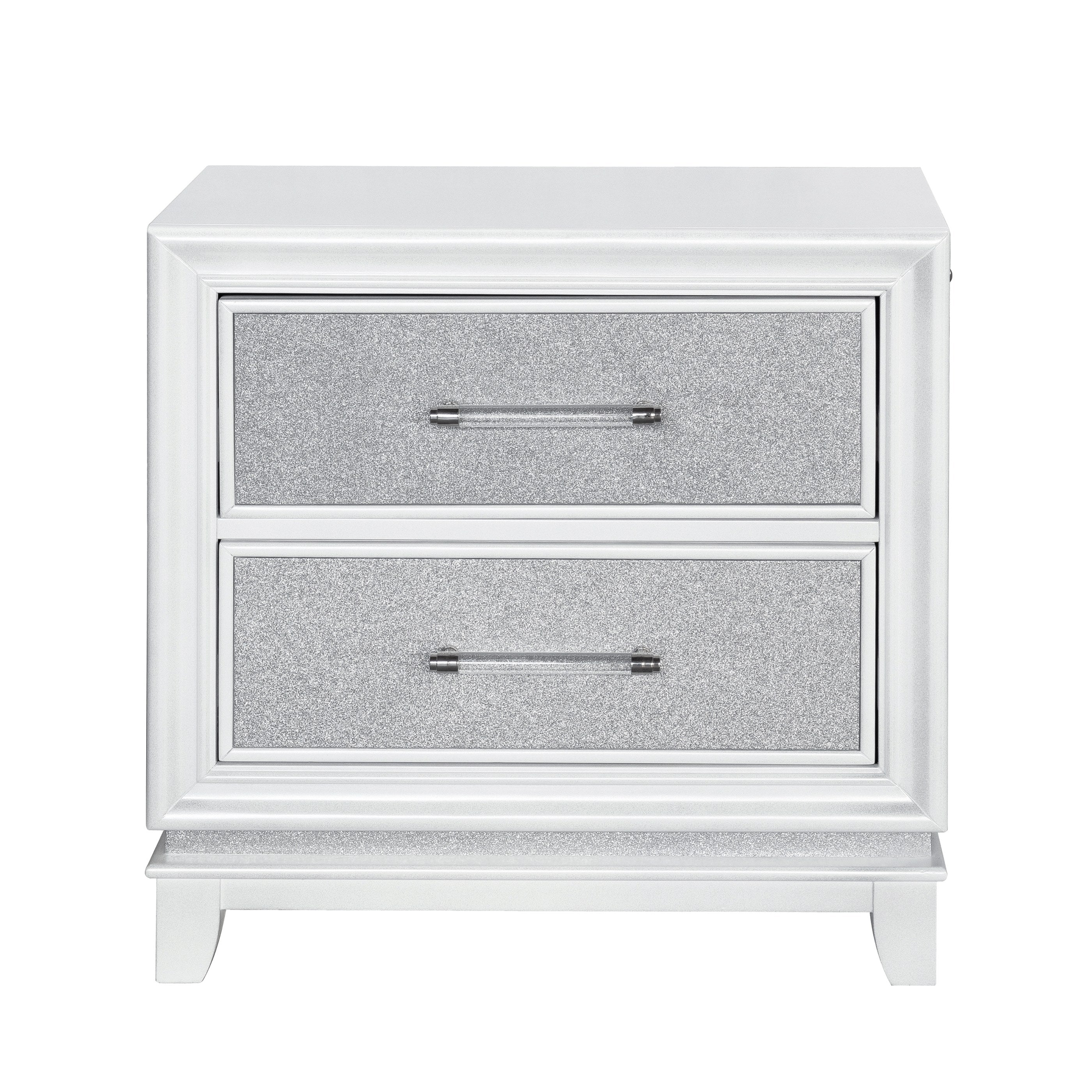 Roundhill Furniture Galaxy Bedroom Set with LED Lights - Pearlized White Finish, Modern Bed Frame with Nightstand & Dresser - Perfect for Contemporary Bedrooms & Teen Rooms
