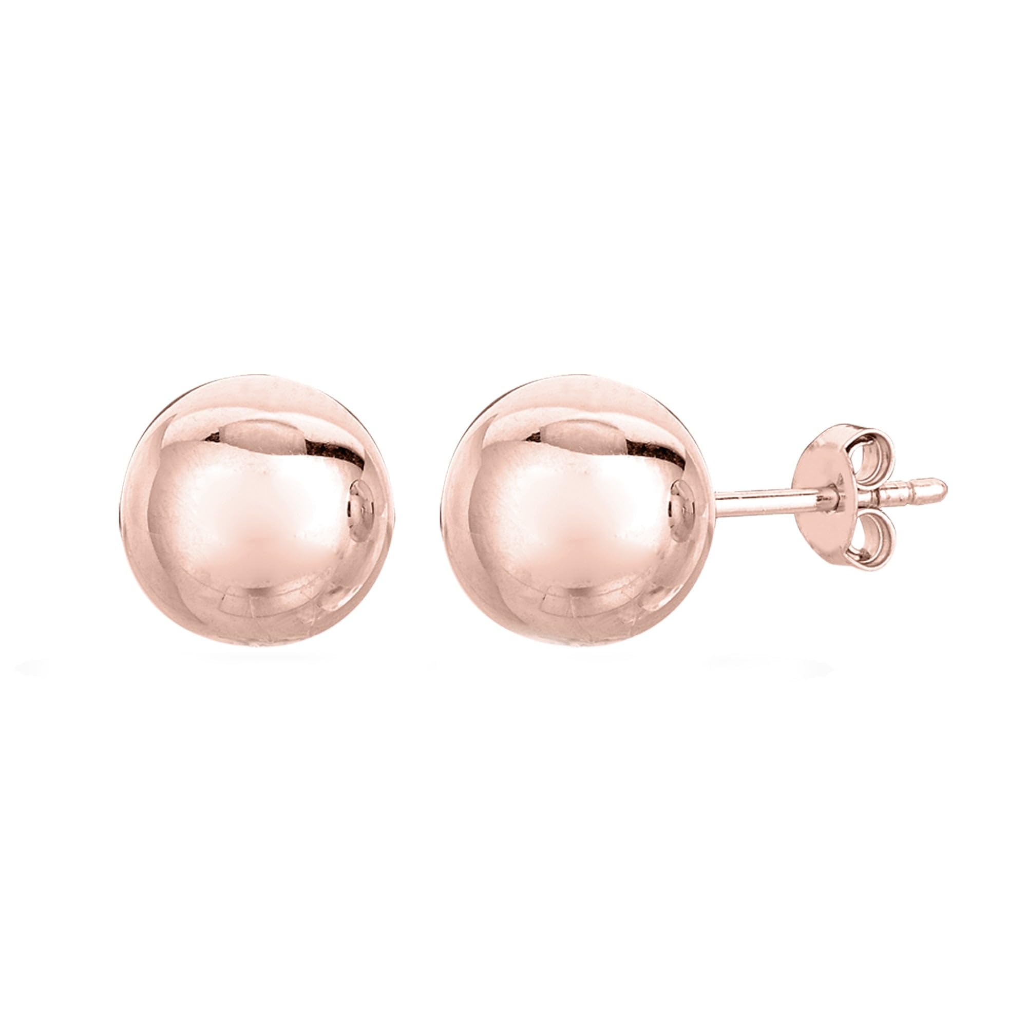 14K Rose Gold Ball Stud Earrings for Women - Hypoallergenic Real Gold Earrings for Sensitive Ears - Perfect for Everyday Wear, Gifts & Special Occasions