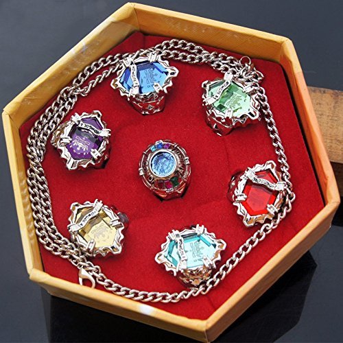 Anime Katekyo Hitman Reborn Seven Gem Rings Set - Cosplay Jewelry for Costume & Roleplay | Perfect for Anime Conventions, Halloween, and Themed Parties