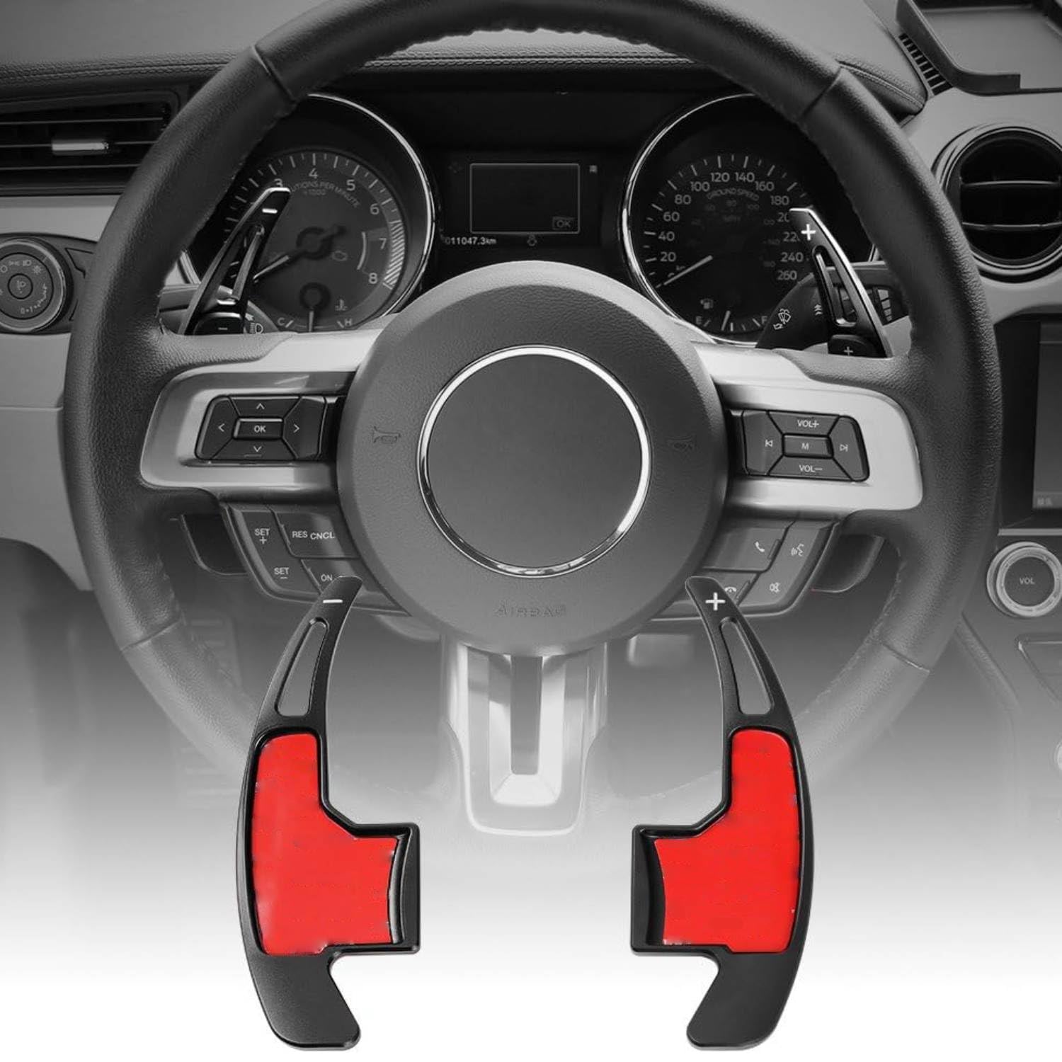 Black Steering Wheel Shift Paddle Shifter Trim Cover for Ford Mustang 2015-2023 - Upgrade Interior & Enhance Driving Experience