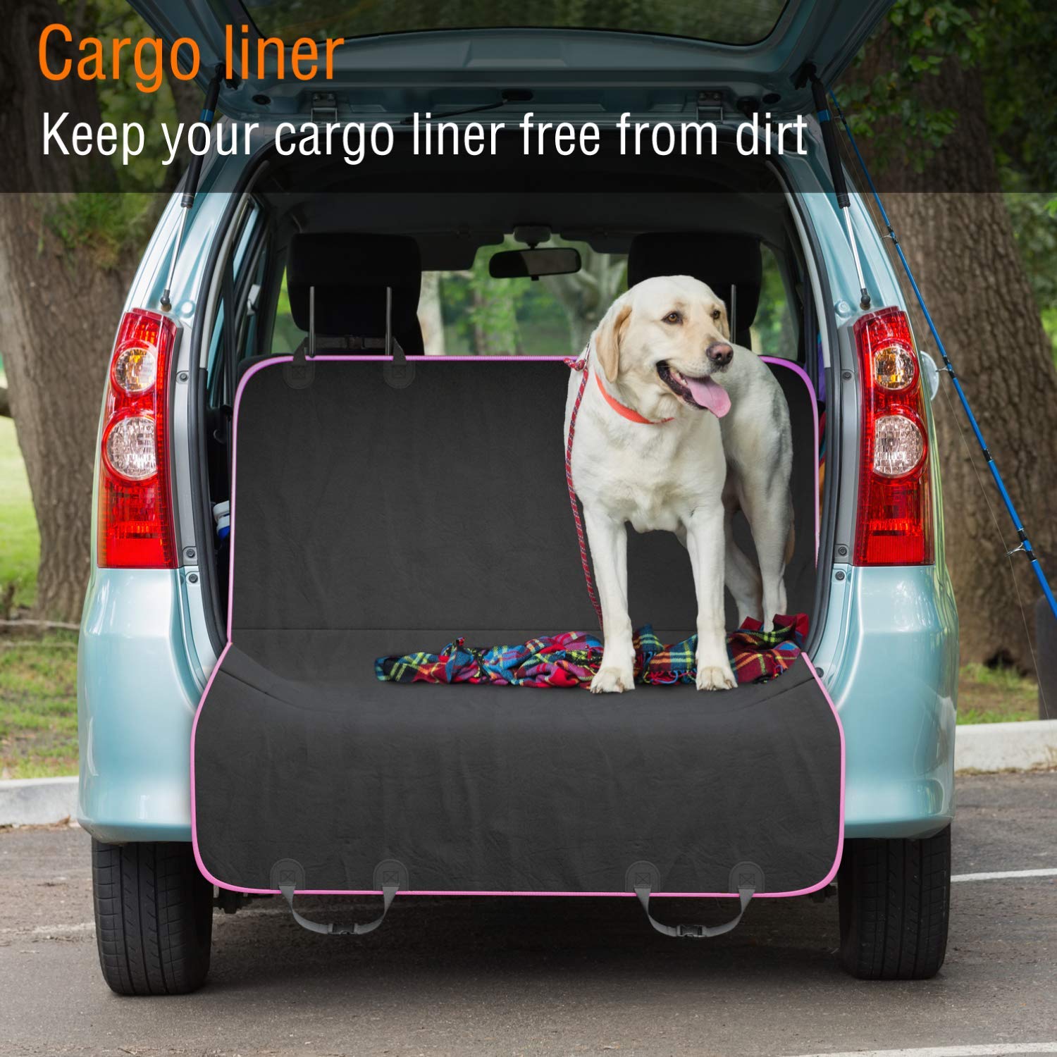 Active Pets Waterproof Dog Car Seat Cover - Convertible Pet Hammock for SUVs, Trucks & Cars | Back Seat Protector | Travel Accessories (Pink) - Perfect for Road Trips & Daily Commutes