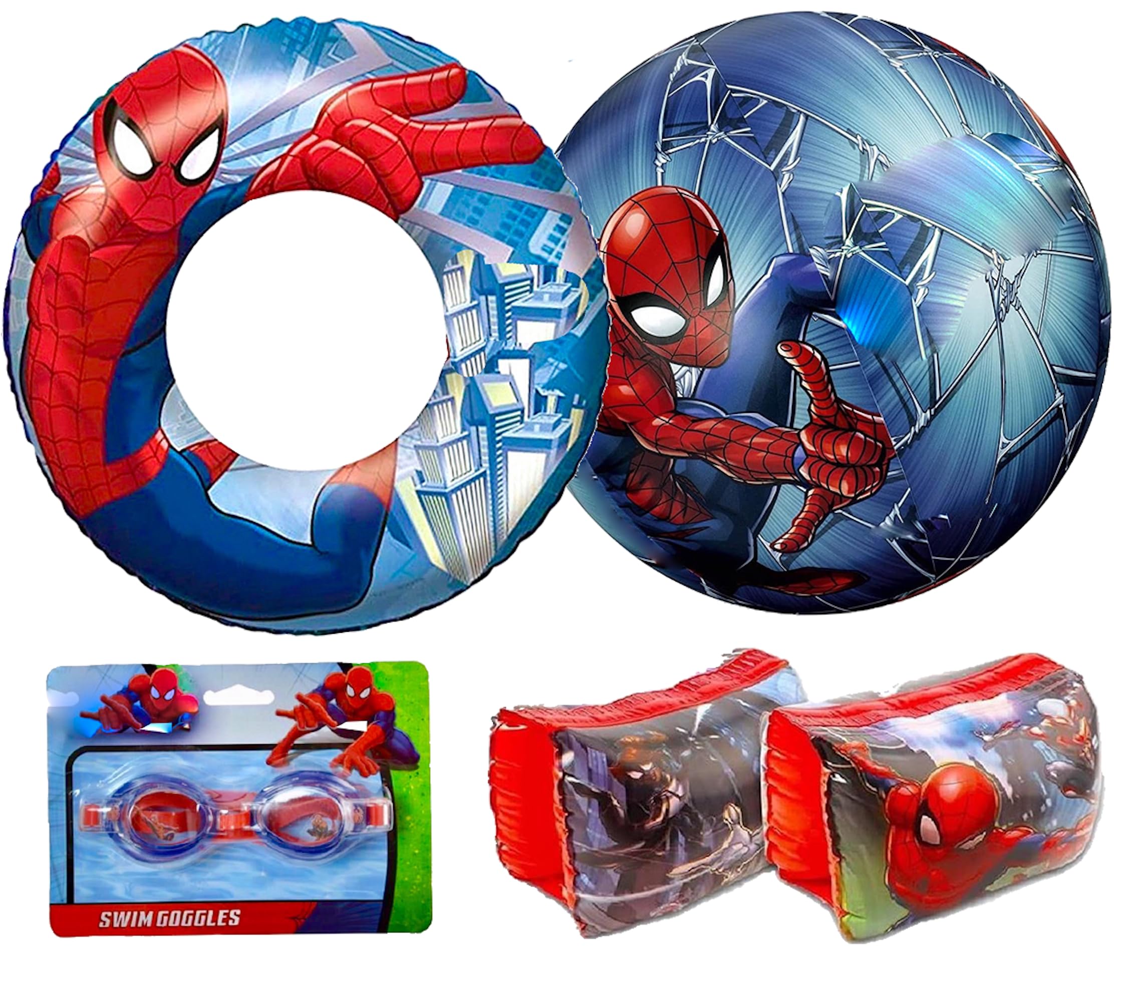 **5-Piece Kids Swimming Pool Set - 17x10 Inch Kickboard, Swim Goggles, 2 Arm Floaties & Beach Ball | Swimming Aid & Training Gear for Boys & Girls 4+ | Perfect for Swim Lessons, Pool Play & Water Safety**
