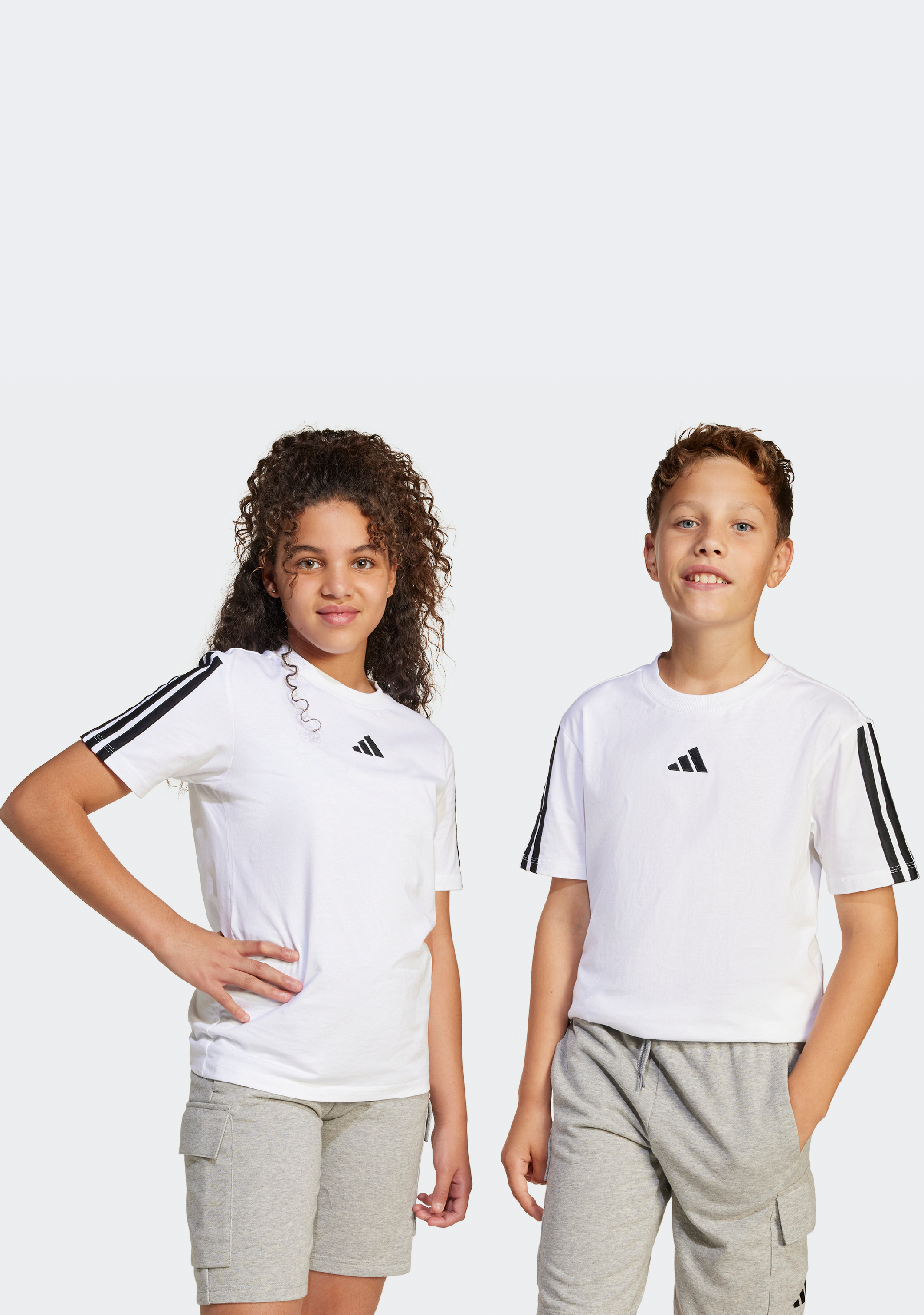 Adidas Kids' 3 Stripe Essentials T-Shirt - Comfortable Cotton Short Sleeve Tee for Boys & Girls - Perfect for School, Sports & Everyday Wear