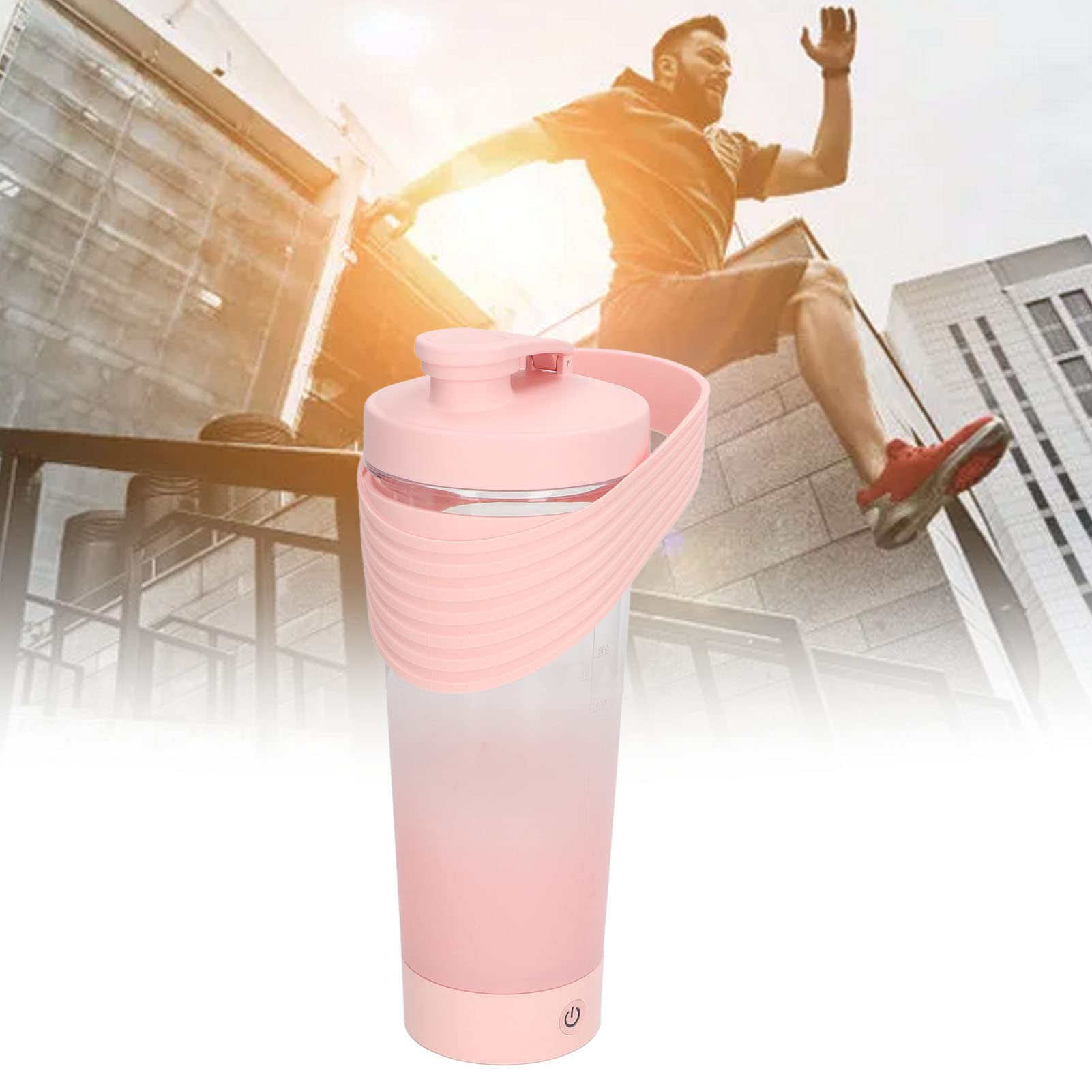 Dpofirs 800mL Electric Protein Shaker Bottle - USB Rechargeable Blender for Protein Powder, Smoothies & Meal Replacement - Perfect Gym, Office & Travel Companion (Rose)