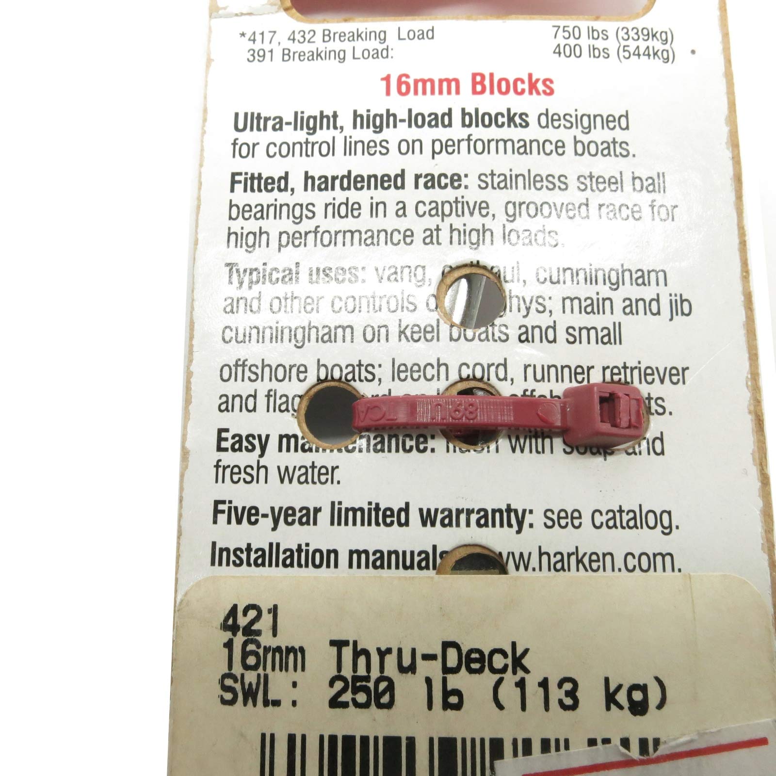 HARKEN 16mm Classic Thru Deck Blocks - Heavy Duty Marine Air Blocks for Sailboat Rigging | Perfect for Sail Control, Halyards & Running Backstays on Yachts and Boats