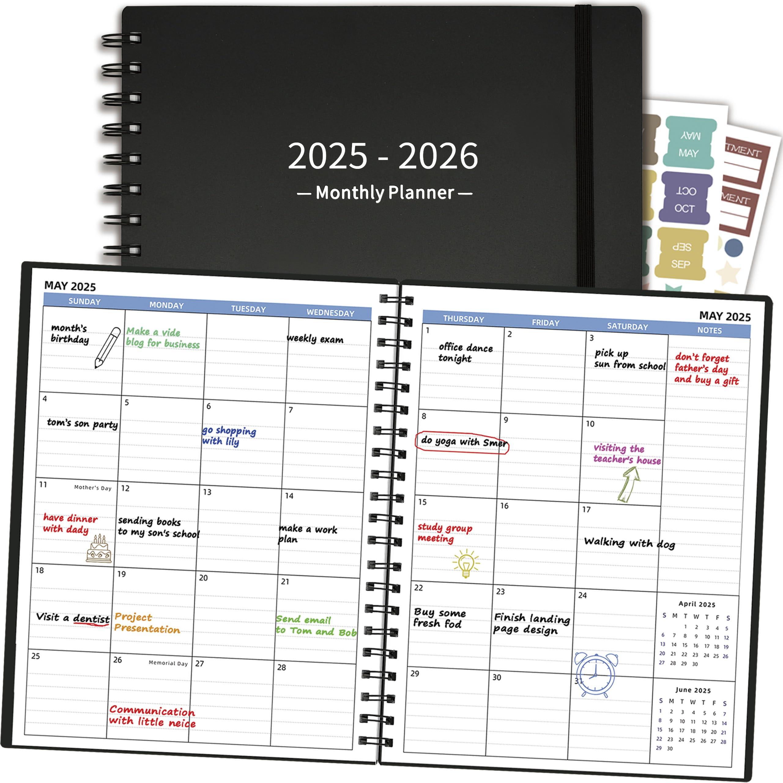 2025-2026 Academic Planner (7.4'' x 9.6'') - 18 Month Calendar from January 2025 to June 2026 with Monthly Tabs, Pocket & 120GSM Thick Paper - Perfect School & Work Planner for Students, Teachers & Professionals - Ideal for Class Scheduling, Meeting Notes & Daily Organization