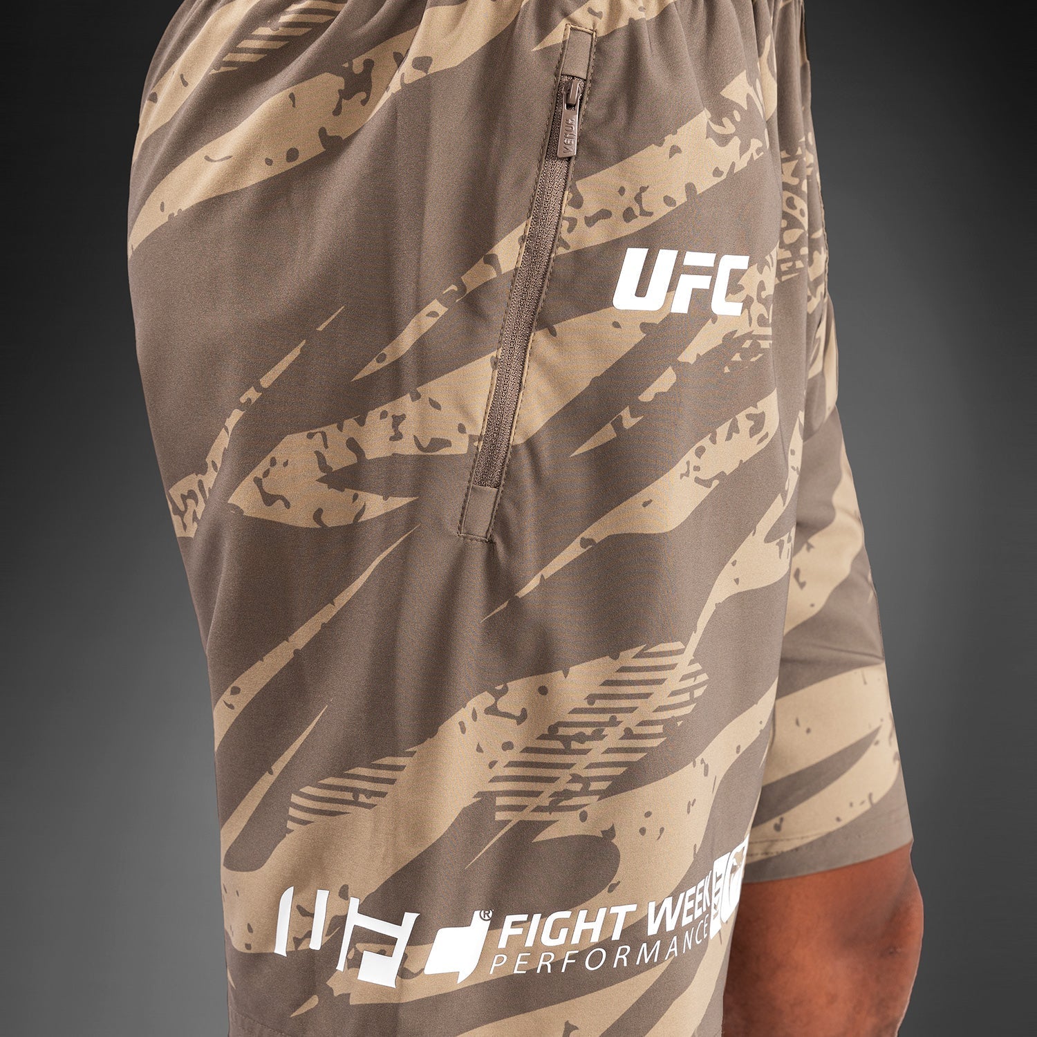 Venum UFC Adrenaline Fight Week Performance Men's Shorts - Desert Camo MMA Training & Workout Gear for Combat Sports
