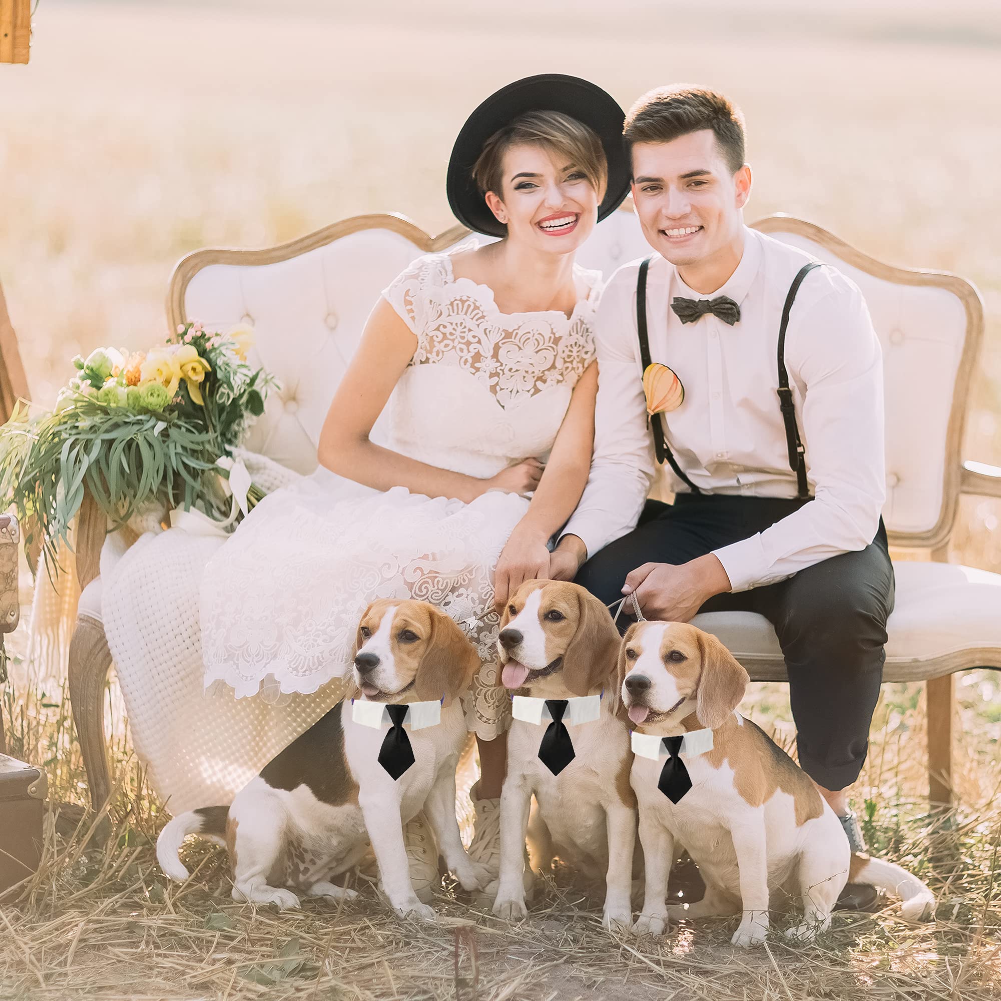 ADOGGYGO Adjustable Dog Neck Tie Collar - Formal Pet Tuxedo Collar with Black Necktie for Large Dogs - Perfect for Weddings, Parties & Special Occasions