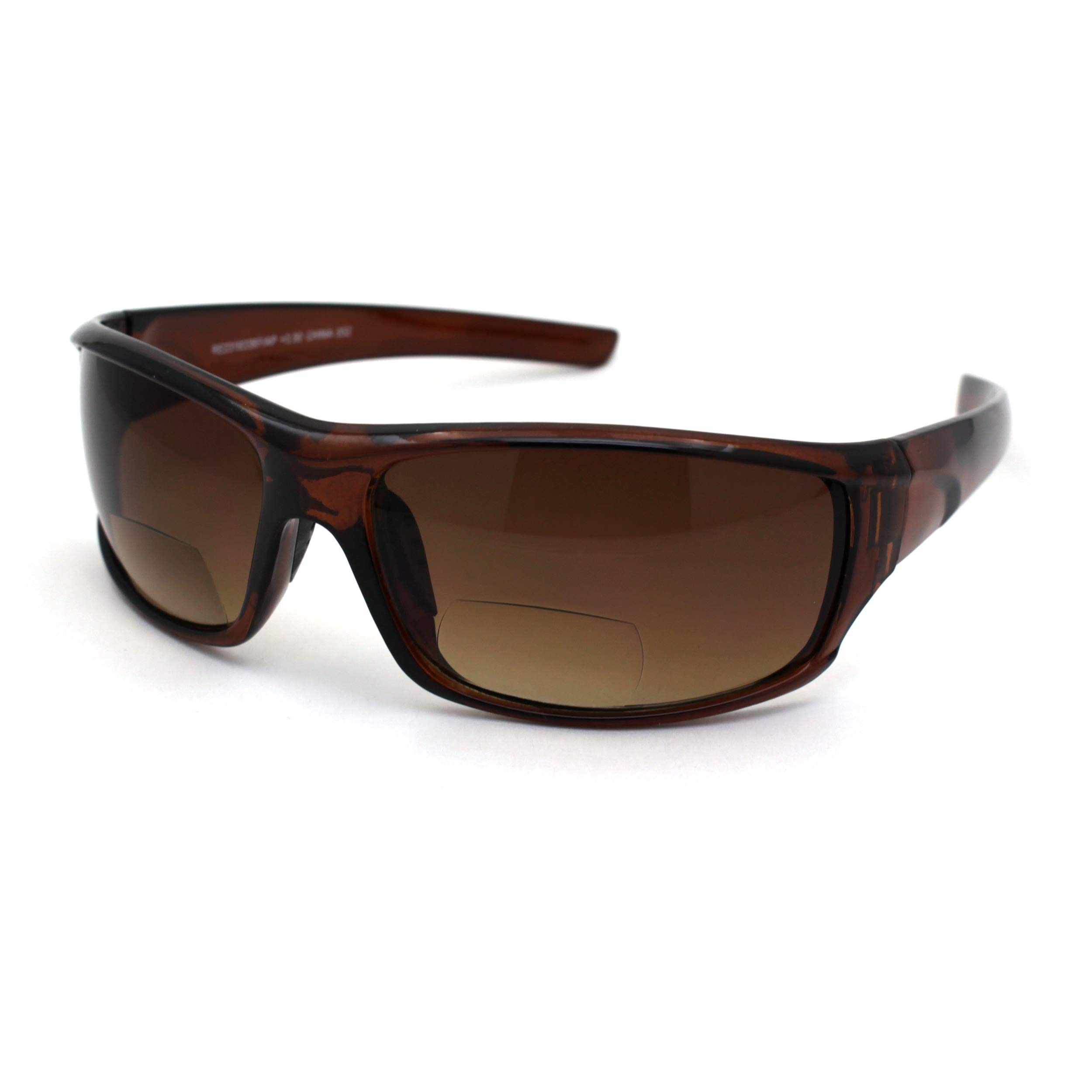 Men's Rectangular Warp Plastic Sport Bifocal Reading Sunglasses - Lightweight & Durable for Running, Fishing, Golf & Outdoor Activities