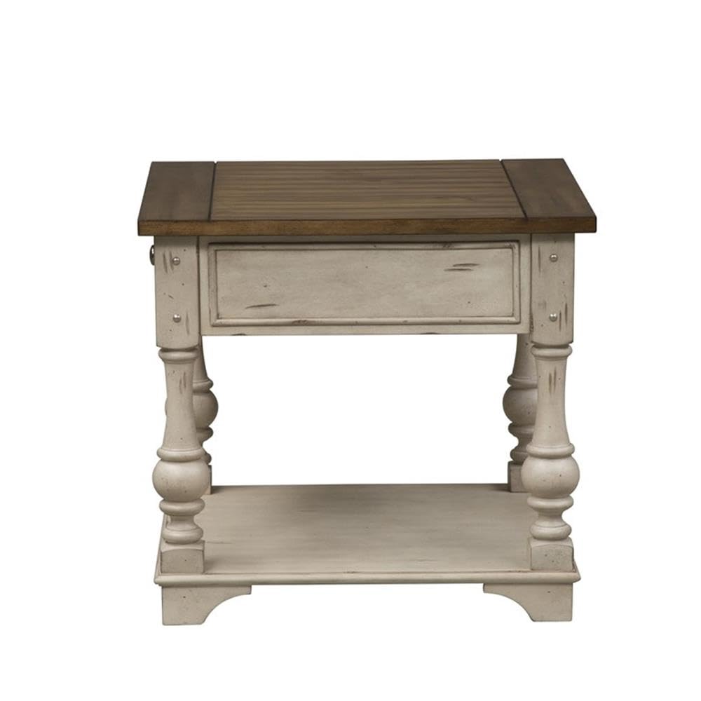 Liberty Furniture Morgan Creek White End Table - Stylish Nightstand for Bedroom, Living Room & Office - Perfect for Lamps, Books & Decor