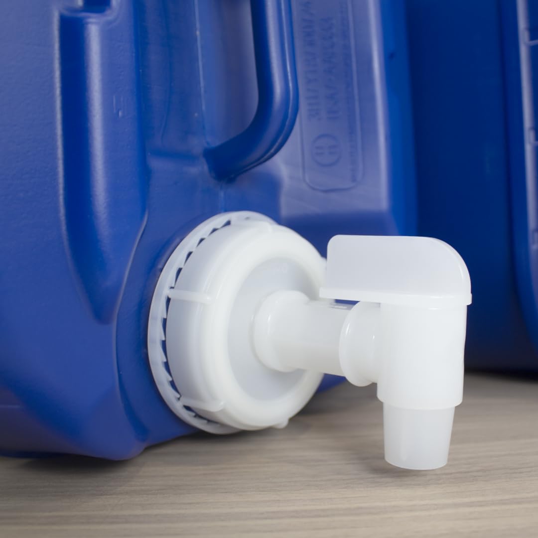 5-Gallon Stackable Water Storage Containers with Lids & Spigot - Emergency Water Supply for Camping, RV, Disaster Preparedness - Easy Fill, 30 Gallon Capacity (6 Tanks) - Perfect for Outdoor Adventures & Emergency Survival Kits