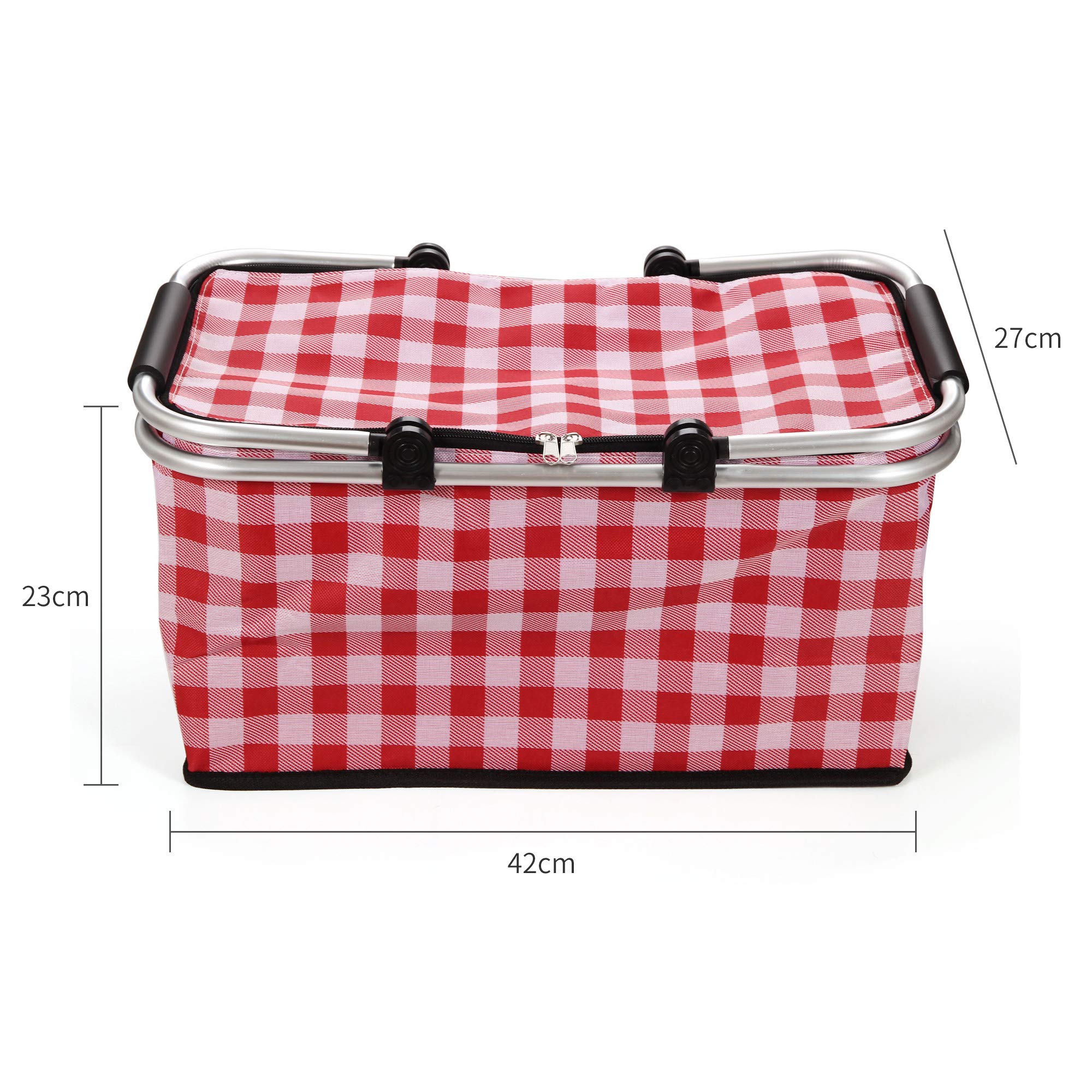 SUNLAND Insulated Folding Picnic Basket - Portable Cooler for Outdoor Picnics, Beach Trips & Camping - Leakproof Food Storage with Adjustable Shoulder Strap