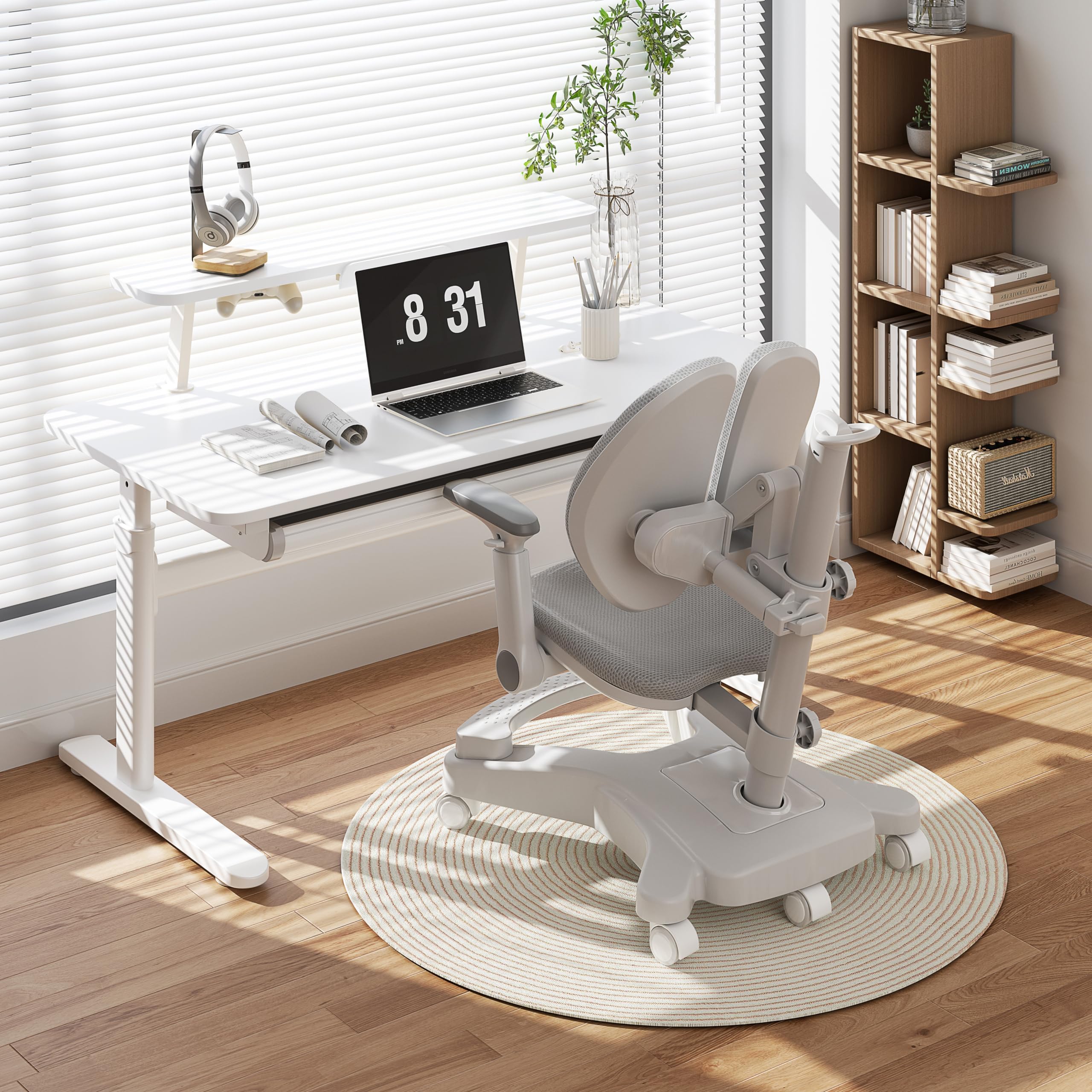 **Adjustable Kids Study Desk with Detachable Bookshelf - 47