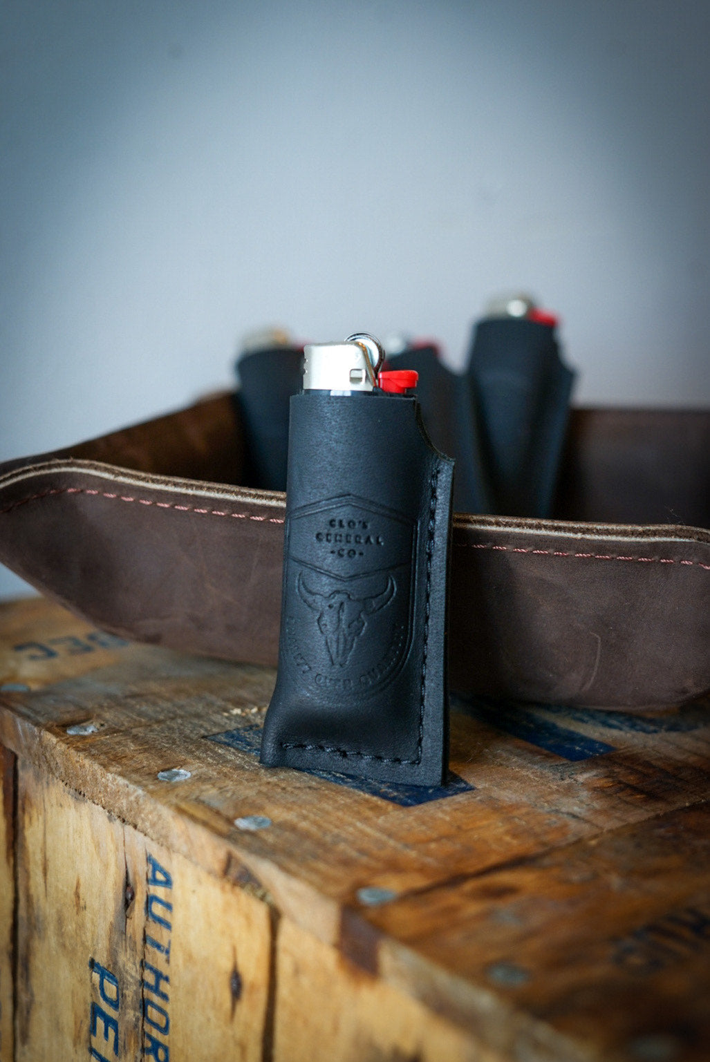 Premium Bison Embossed & Flat Black Lighter Case - Durable Lighter Cover for Outdoor Camping, Hiking, and Everyday Use