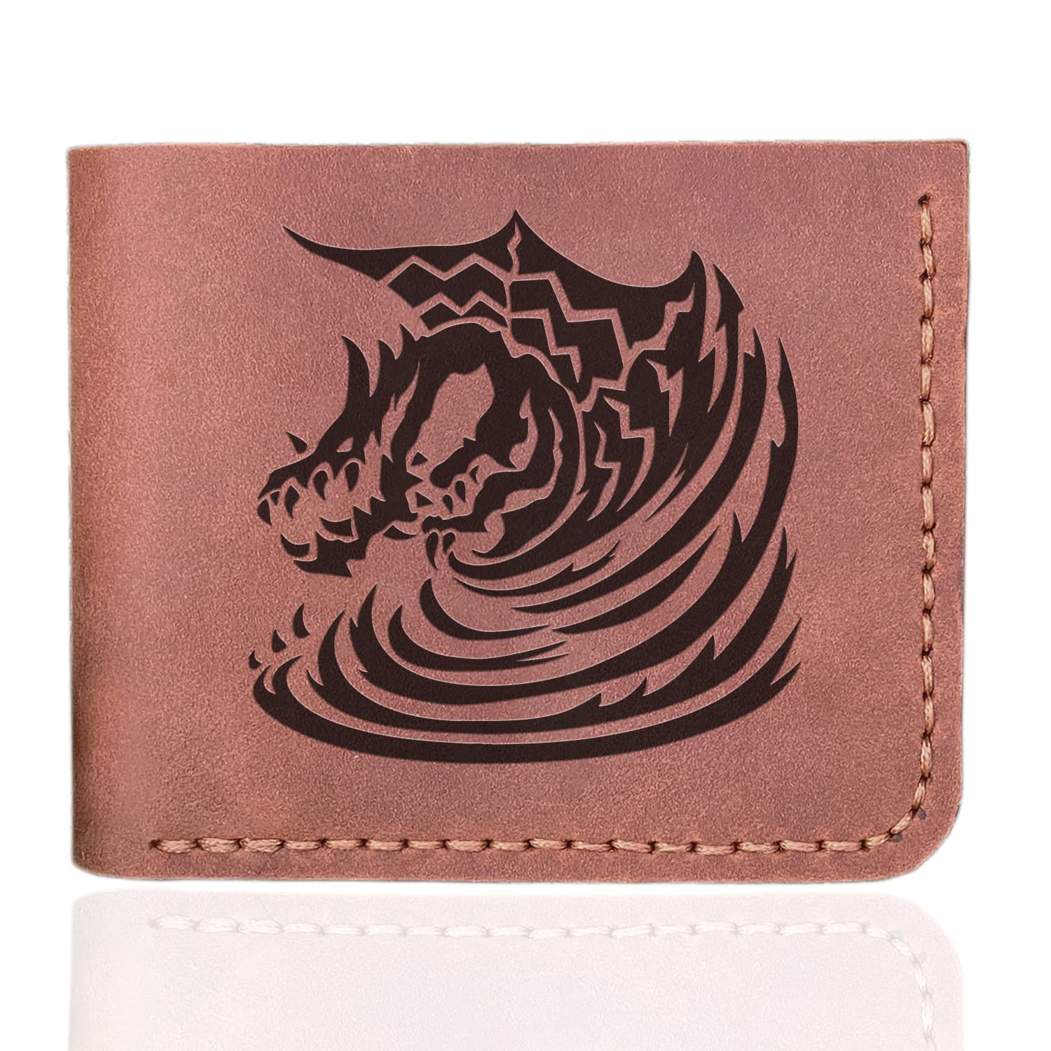 Kushala Daora Monster Hunter World (MHW) Genuine Leather Wallet for Men - Personalized Custom Handmade Gift for Husband, Boyfriend, Gamer & Geek - Christmas, Birthday & Anniversary Present - Perfect for Gaming Conventions, Cosplay & Everyday Use