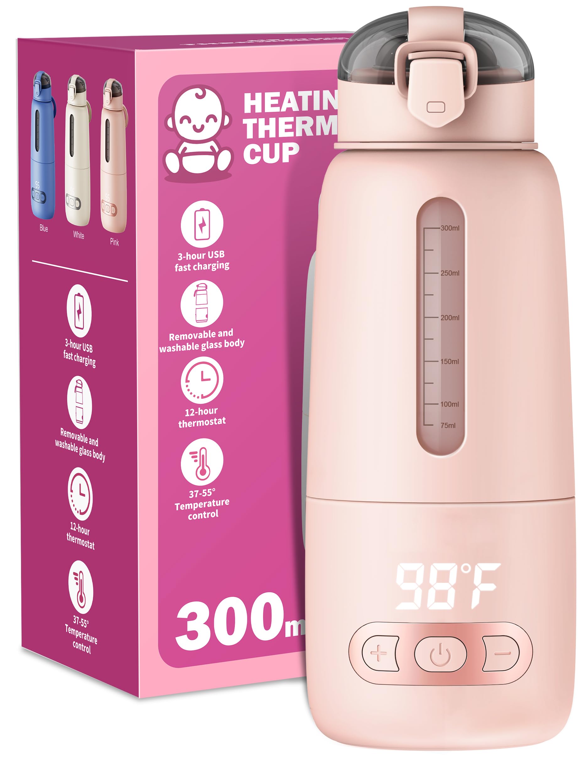 Portable Baby Bottle Warmer with 13500mAh Battery - Travel Essential for Breastmilk & Formula - Perfect for Airplane, Car & On-the-Go Feeding (2024 Baby Must Haves)