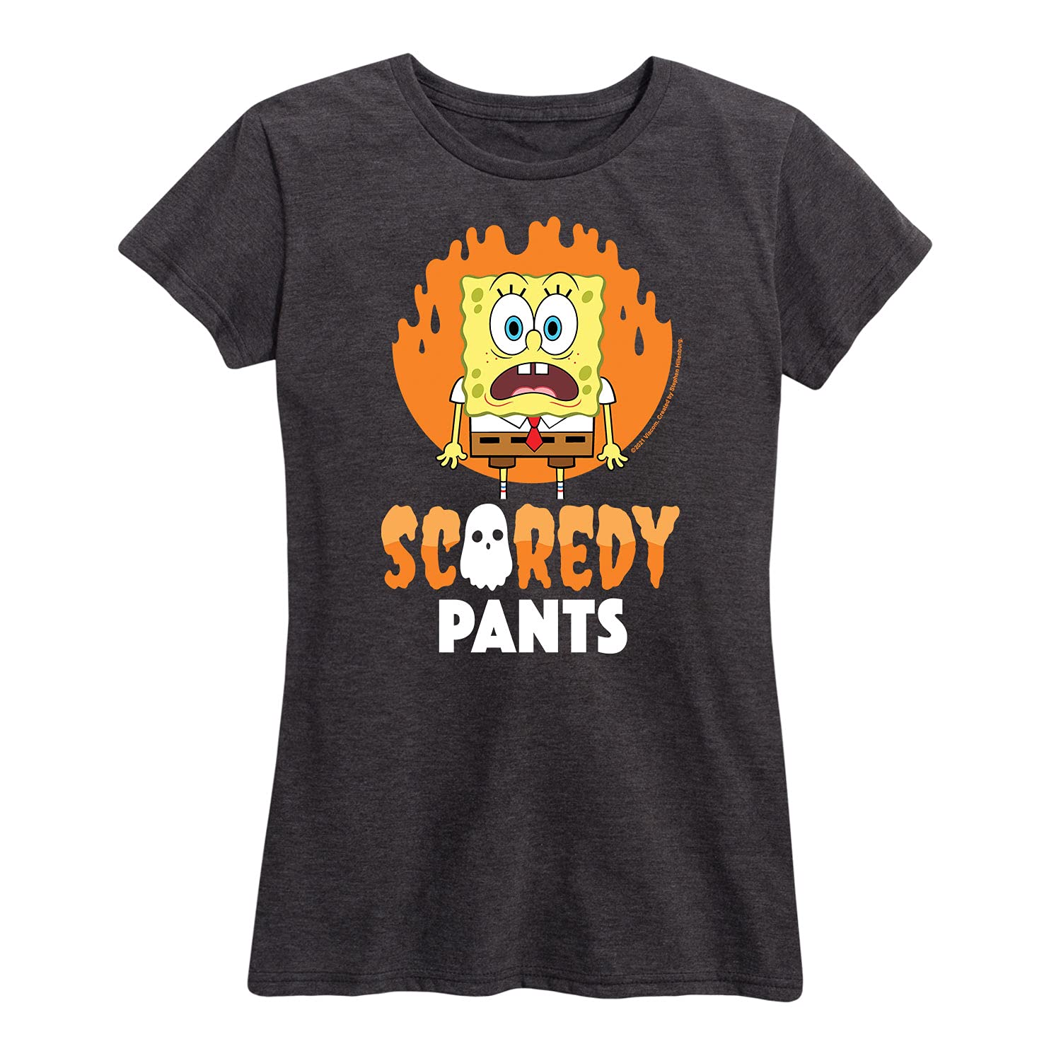 HYBRID APPAREL Spongebob Squarepants Scaredy Pants Women's Short Sleeve Graphic T-Shirt - Funny Cartoon Tee for Casual Wear, Cosplay & Gifts