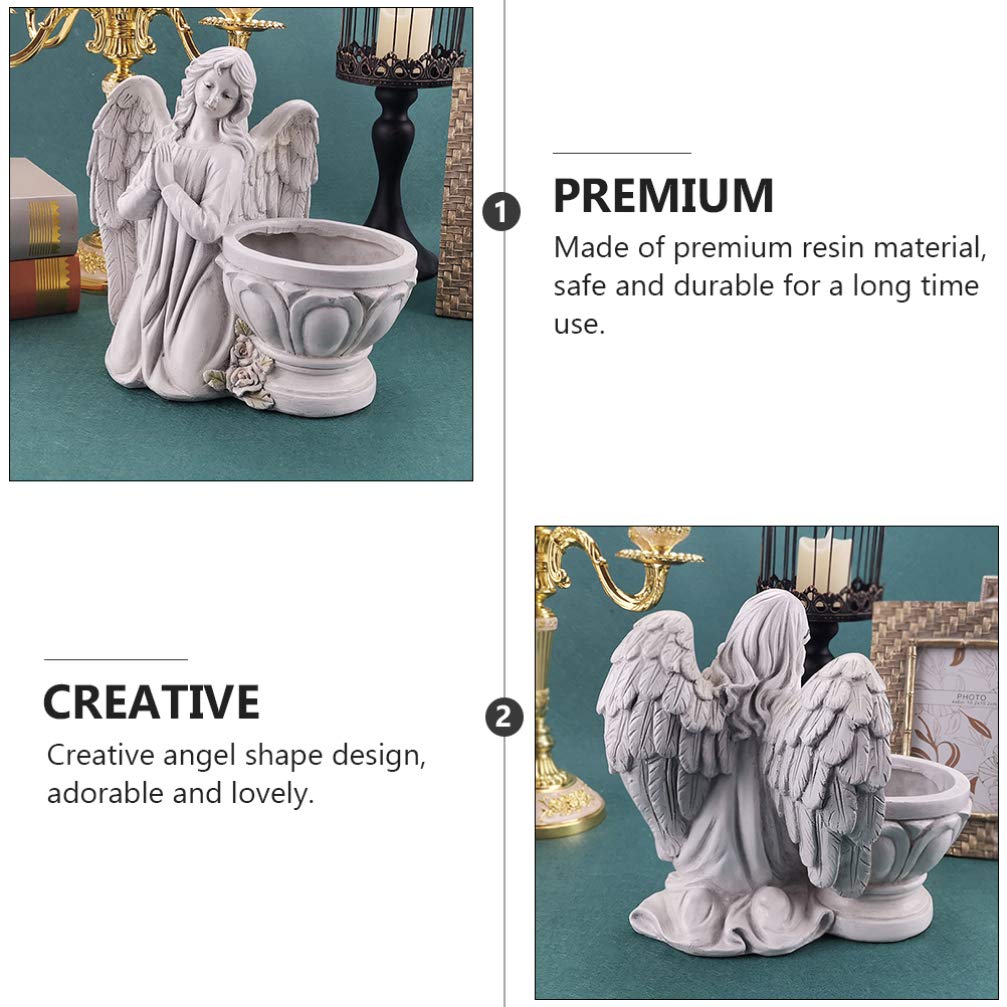 BESPORTBLE Resin Angel Statue - Elegant Praying Angel Planter for Succulents, Flowers, Pens, Jewelry | Indoor & Outdoor Home Decor, Table Centerpiece, Office Desk Organizer | Perfect for Living Room, Bedroom, Garden & Gift Giving