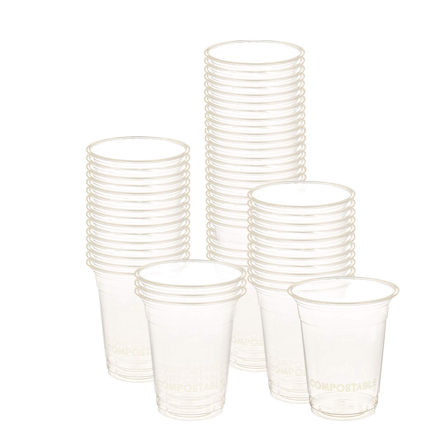 Greenchain Compostables 12 oz Clear Cold Cups - 100 Premium Plant-Based Compostable Cups for Parties, Events & Eco-Friendly Gatherings | Perfect for Iced Coffee, Smoothies & Beverages