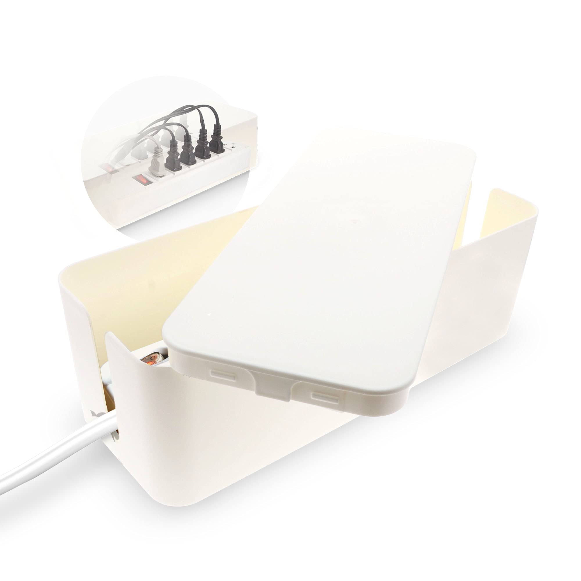 Cable Management Box for Cords and Cables - Cord Organizer Box & Cover for Home & Office - Perfect for TV, Computer & Desk Wire Organization