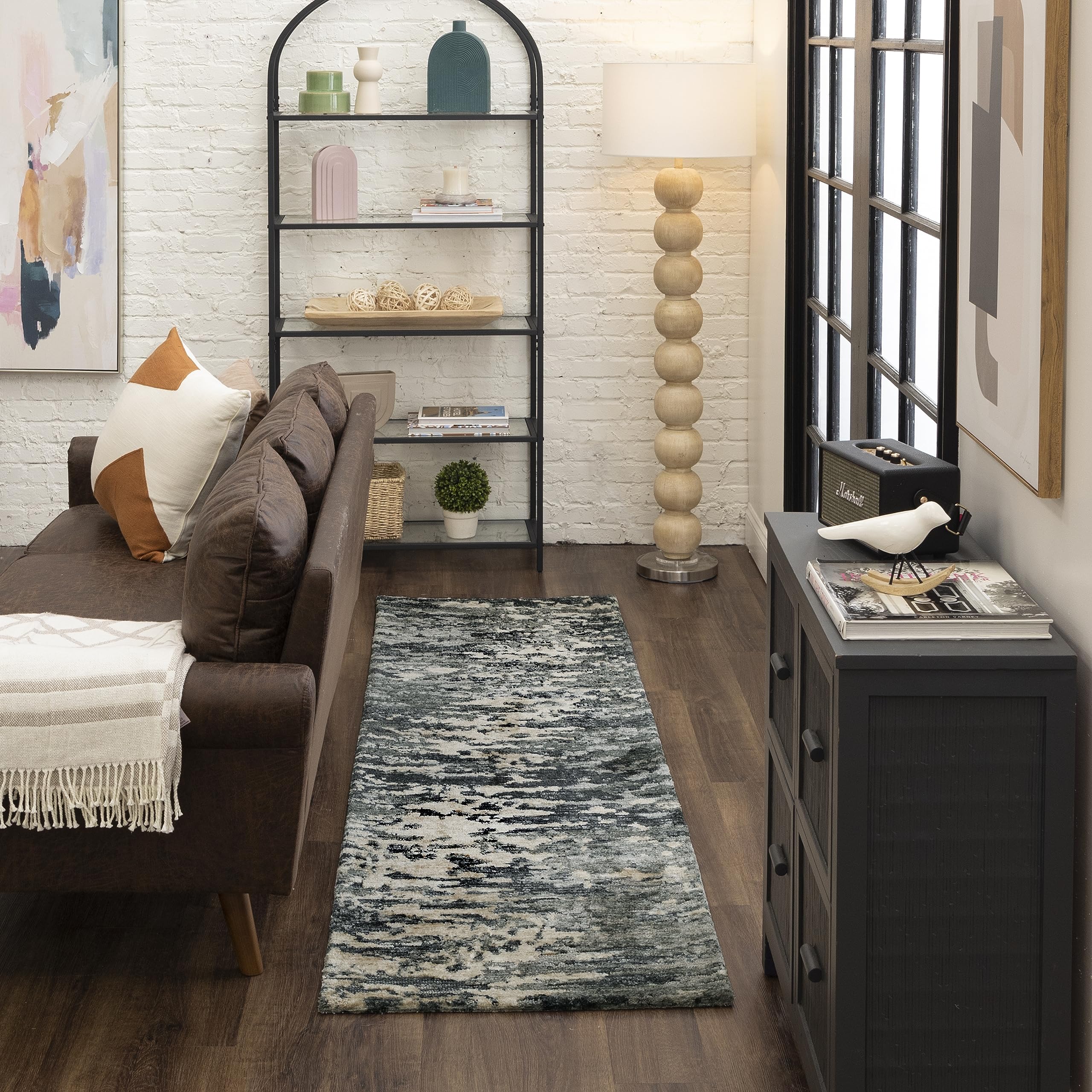 Scott Living by Drew & Jonathan Huron Modern Abstract Stripe Charcoal 2'4
