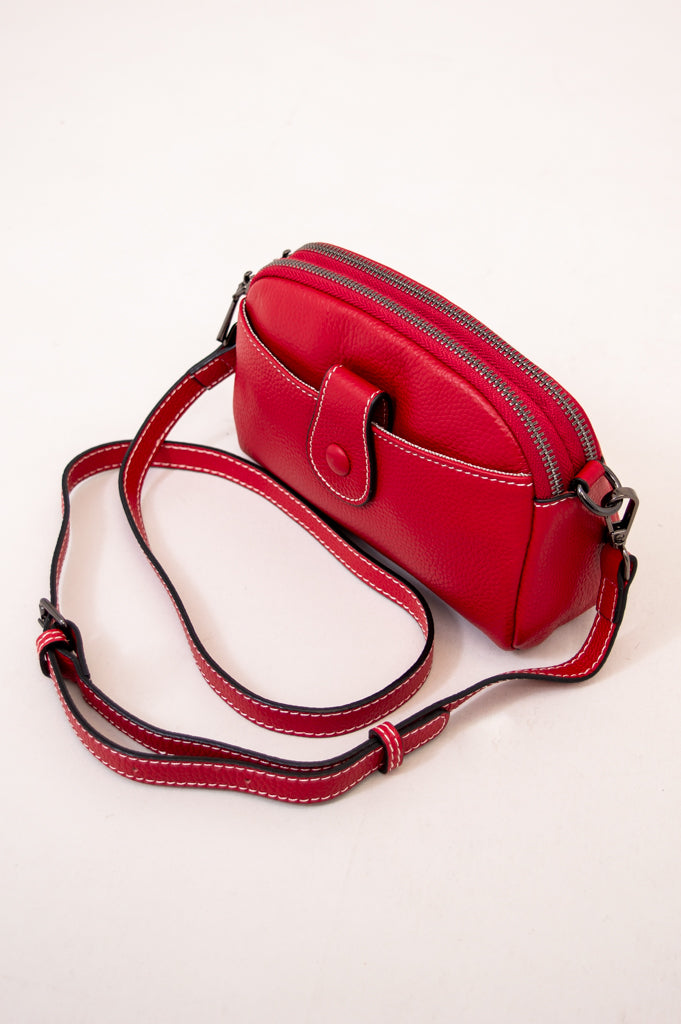 Emma 88160 Genuine Leather Handbag for Women - Stylish Red Crossbody Purse for Work, Travel & Everyday Use