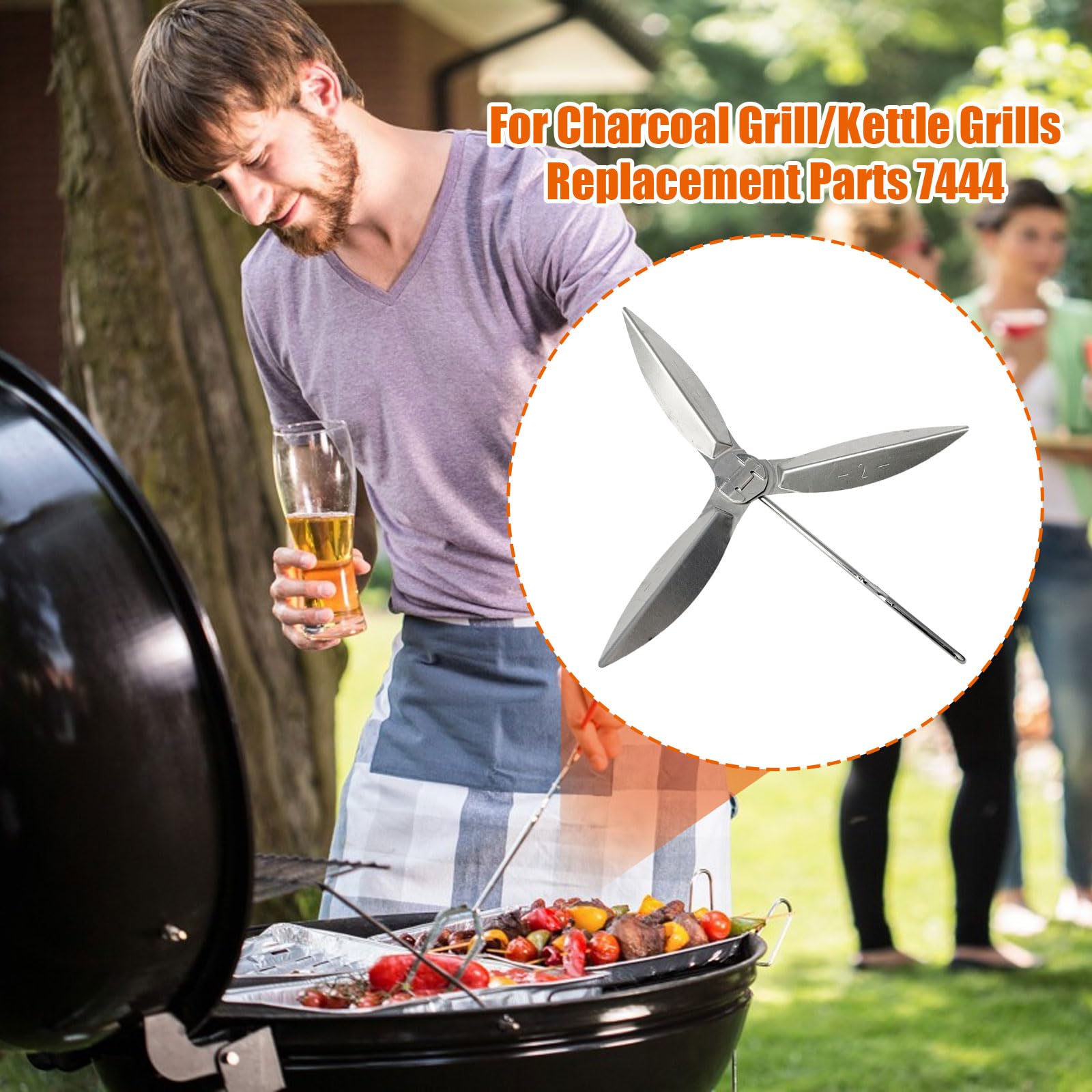 Weber One Touch 47cm BBQ Grill Cleaning Kit - Compatible with Weber 90992, 3618, 7443, 307443, 307408, 90719 Charcoal Kettle Grills - Essential Grill Brush & Scraper Set for Outdoor Cooking & Backyard Barbecues