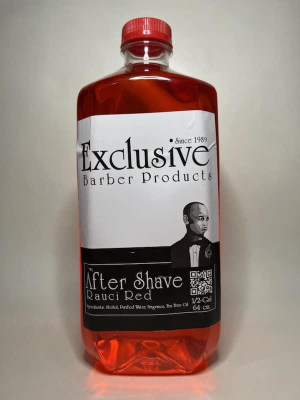 Premium Barber Products Rauci Red Aftershave Lotion - 64 oz Bottle for Men's Grooming & Post-Shave Care - Soothes Skin & Reduces Irritation - Ideal for Barbershops, Home Shaving & Gift Sets