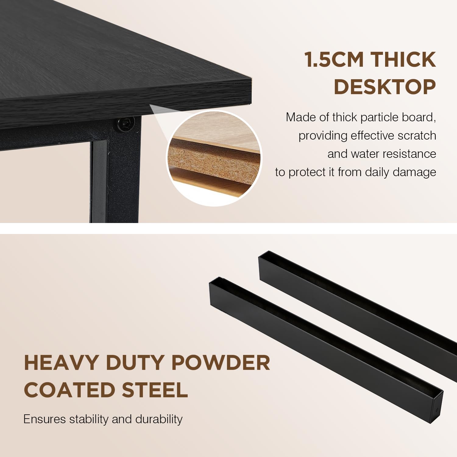 47 Inch Computer Gaming Desk - Modern Simple Style Wood & Metal Workstation for Home Office, Writing, Art & PC Use - Black (PayLessHere) | Perfect for Small Spaces, Online Classes & Remote Work