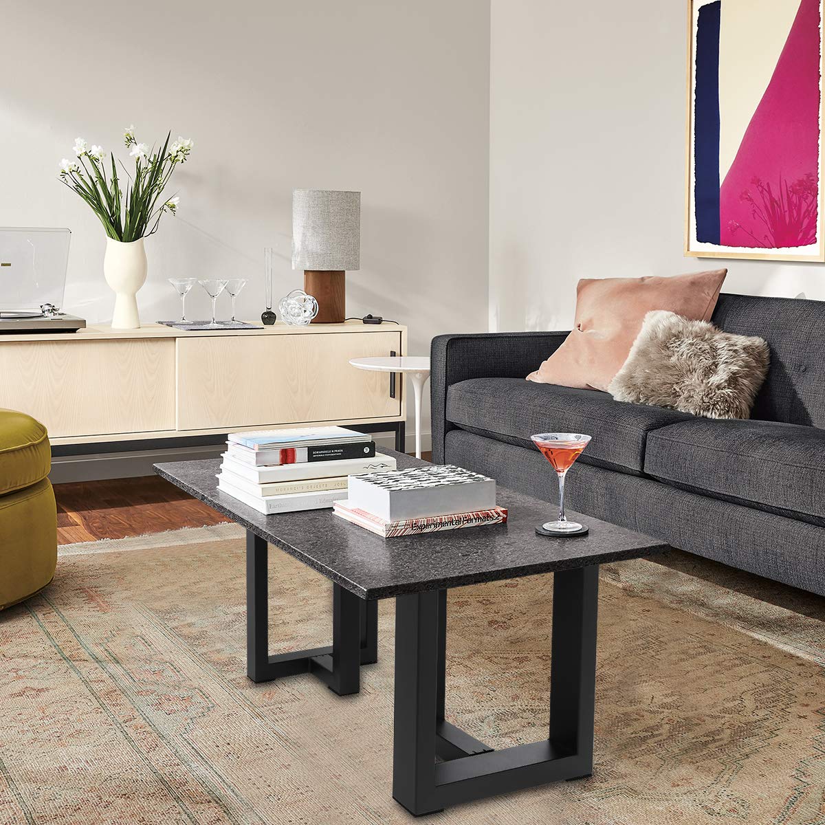 TENGCHANG 16 Inch Industrial T-Shaped Metal Table Legs - Heavy Duty Steel Bench Legs for DIY Coffee Tables, Dining Tables & Home Furniture - Perfect for Living Room, Office & Restaurant Decor
