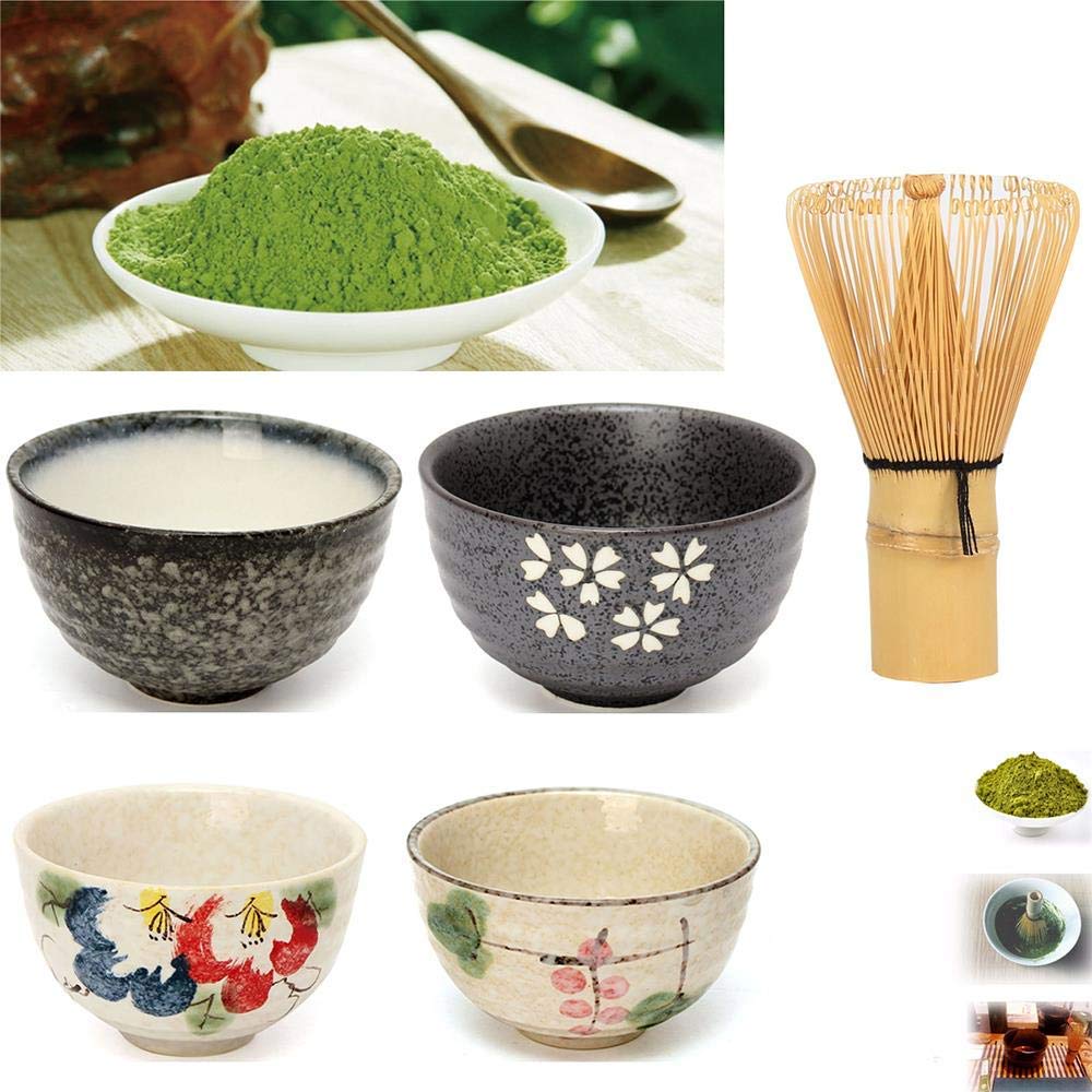 Premium Japanese Matcha Tea Set - 3-Piece Ceramic Matcha Bowl, Bamboo Whisk & Tea Spoon - Authentic Traditional Teaware for Tea Ceremony & Home Use - 5 Elegant Styles Available