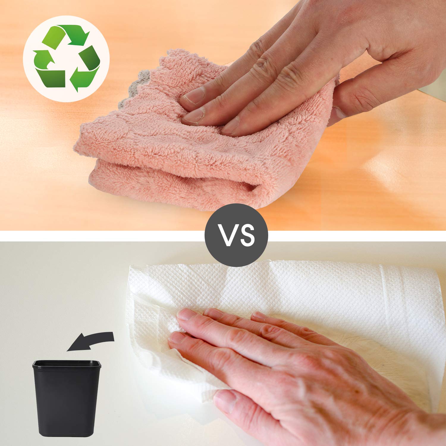 Kimteny Microfiber Cleaning Cloths - Super Absorbent & Lint Free Reusable Dish Towels for Kitchen, 10