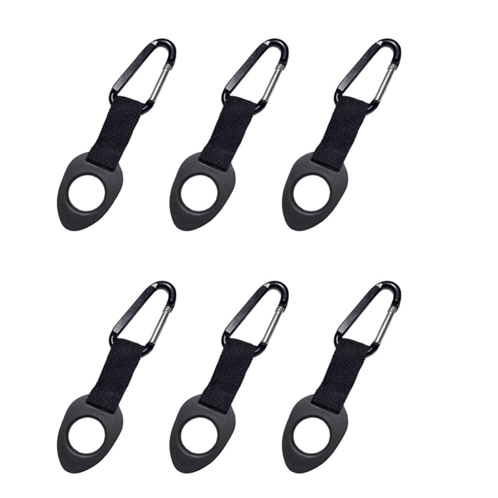 BESPORTBLE 6-Pack Silicone Water Bottle Carabiner Clips - Heavy Duty Bottle Holder for Hiking, Gym, Backpack & Outdoor Activities - Secure Carrying Solution for Hydration Packs, Canteens & Kettles