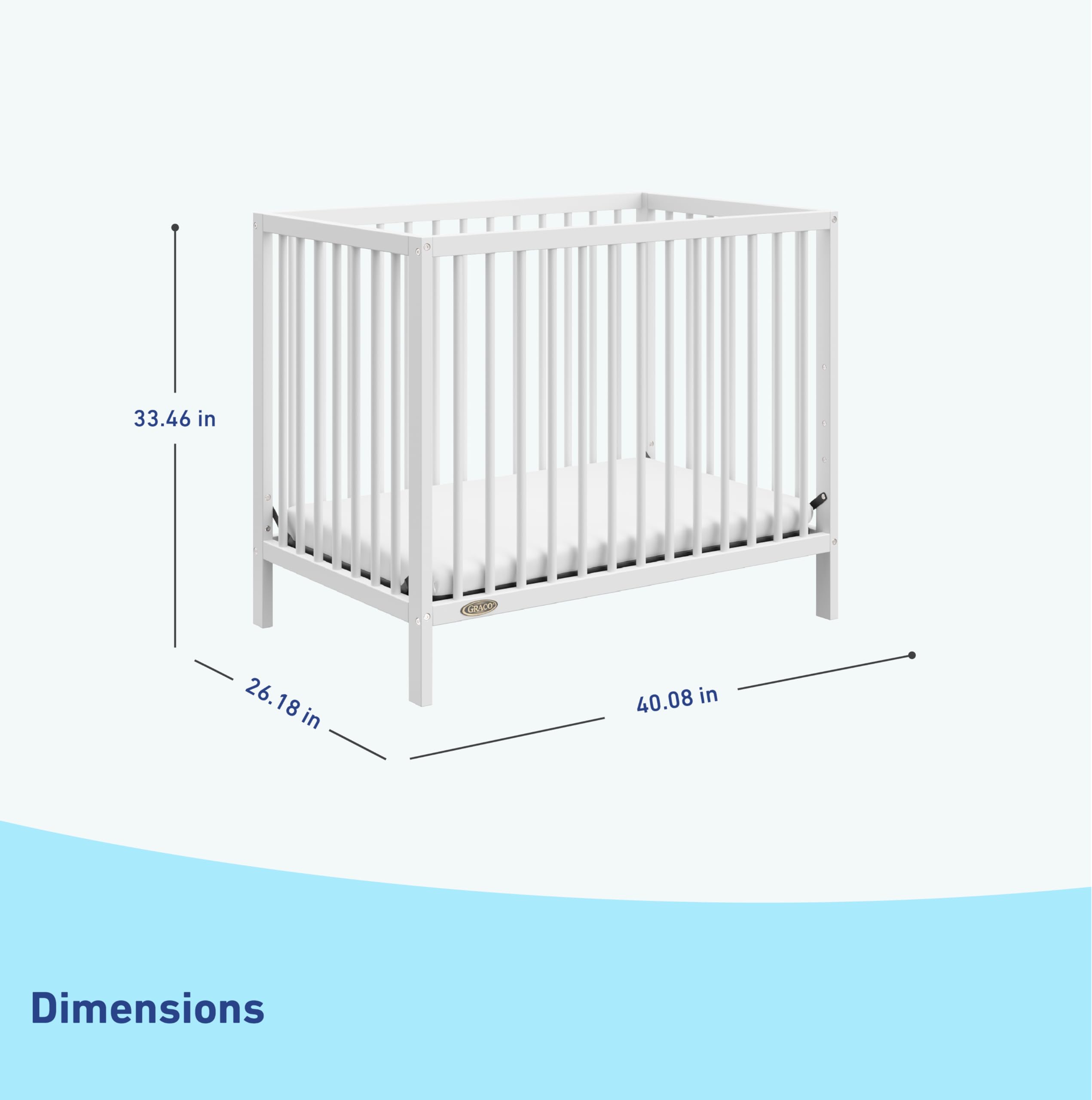 Graco Teddi 4-in-1 Convertible Mini Crib with Waterproof Mattress - GREENGUARD Gold Certified, 2.75