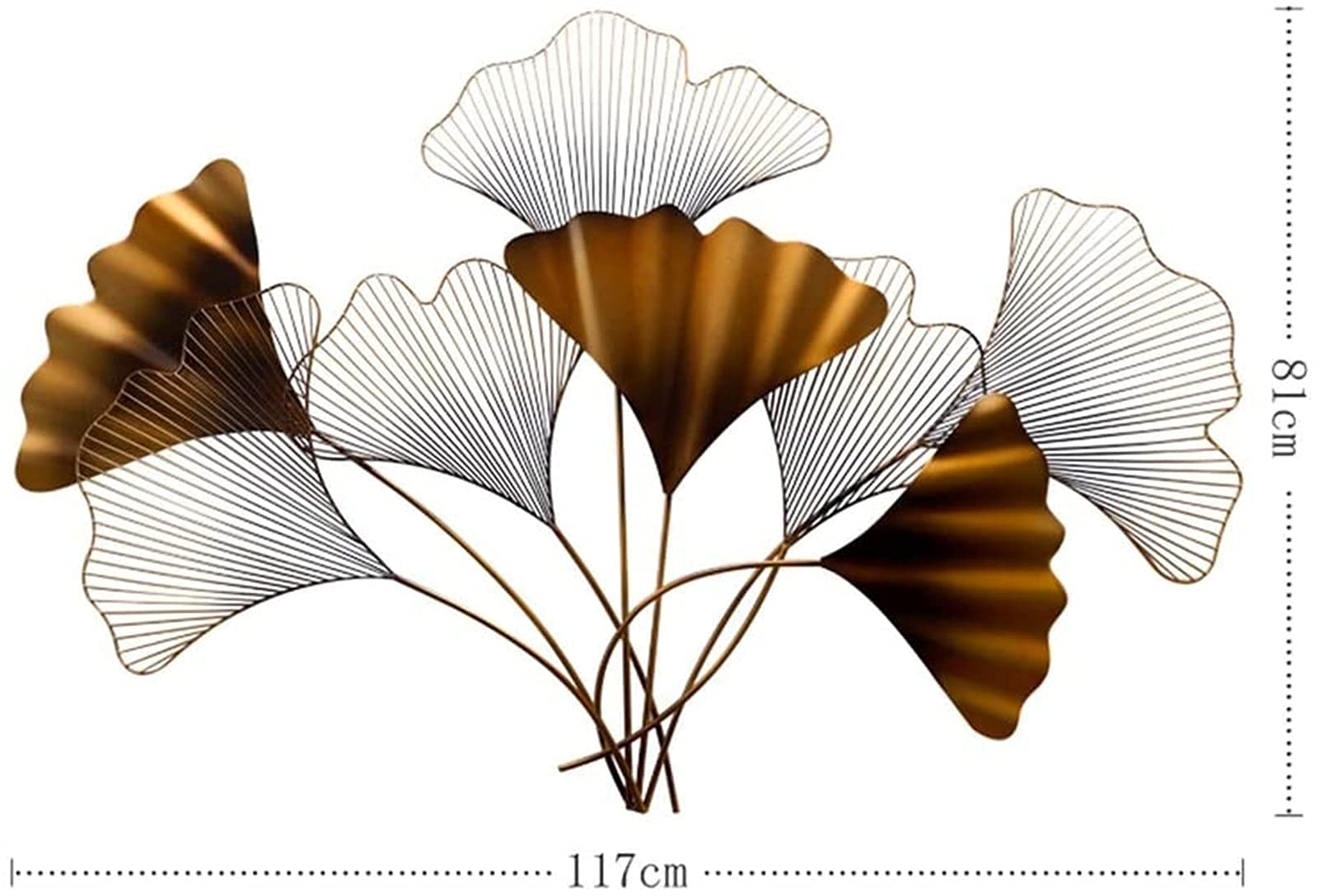 XBSXP Large Metal Wall Art - Handcrafted Gold Openwork Wrought Iron Ginkgo Leaf Sculpture | Elegant Indoor & Outdoor Wall Decor for Living Room, Bedroom, Garden & Patio