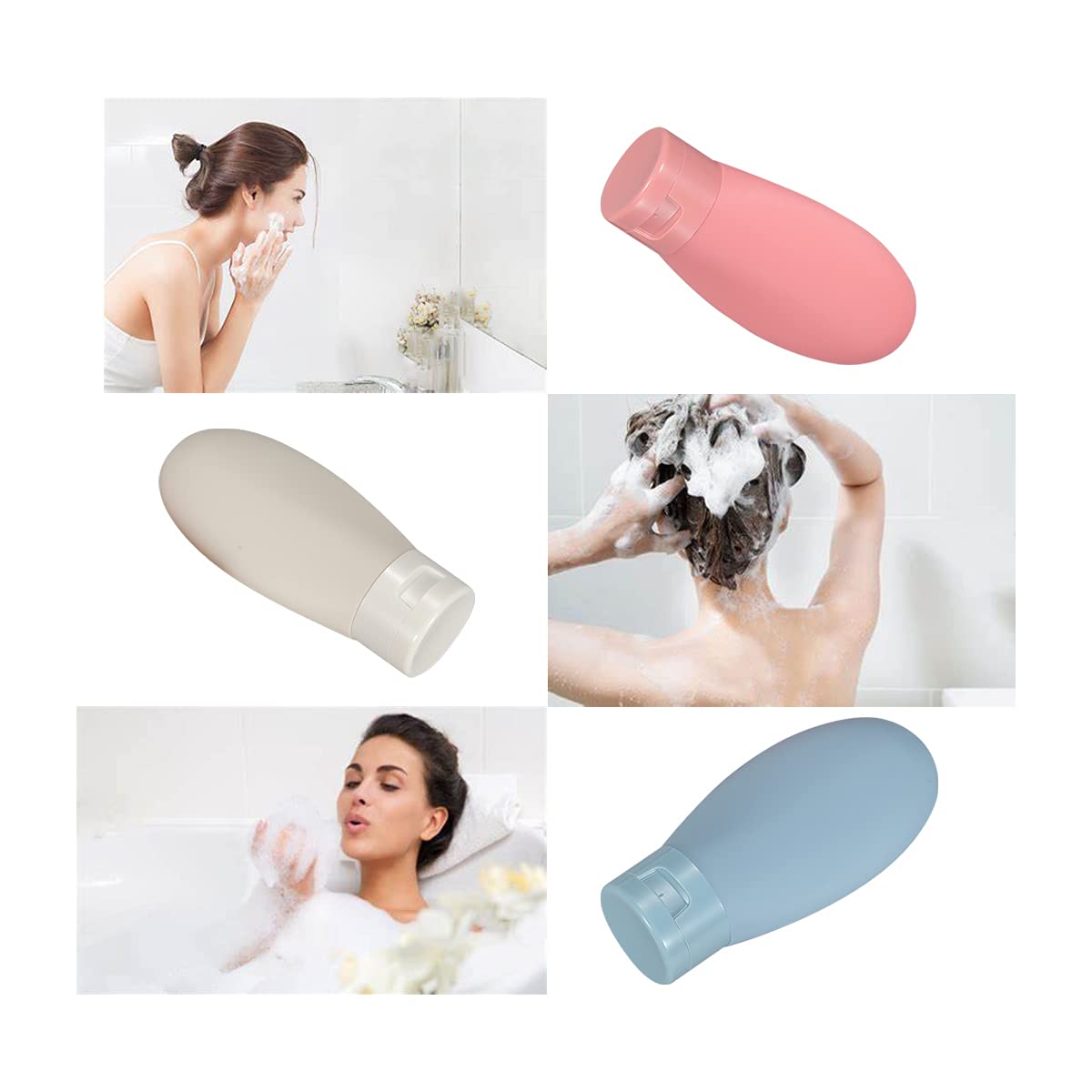 LIYUABU 3-Piece Travel Bottle Set - 60ml Leak-Proof Empty Plastic Squeeze Bottles for Shampoo, Conditioner & Toiletries - Includes Storage Bag (Multicolor) - Perfect for Air Travel, Gym & Vacation Essentials