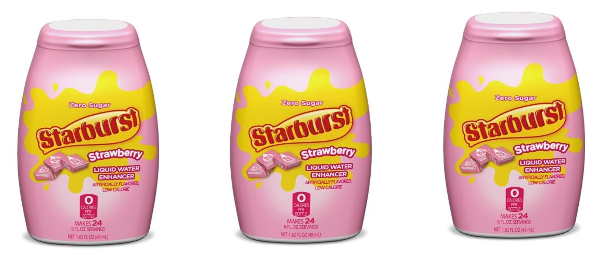 Starburst Pink Strawberry Liquid Water Enhancer Drops - Low Calorie Sugar Free Water Flavoring - Pack of 3 Bottles - Perfect for Gym, Workouts & On-The-Go Hydration