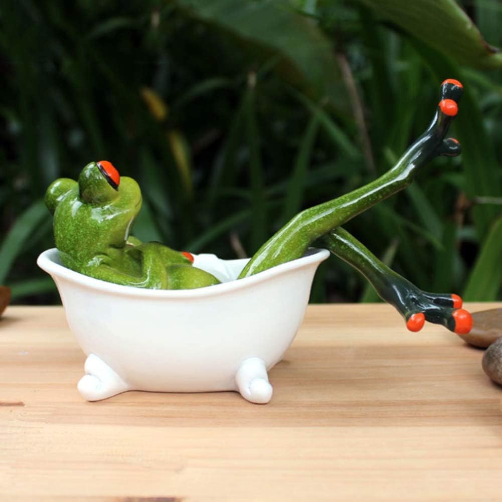 3D Creative Green Frog Sculpture - Funny & Interesting Statue for Bathroom & Bedroom Decor | Moral Integrity Theme | Perfect for Spa, Zen Garden & Home Décor