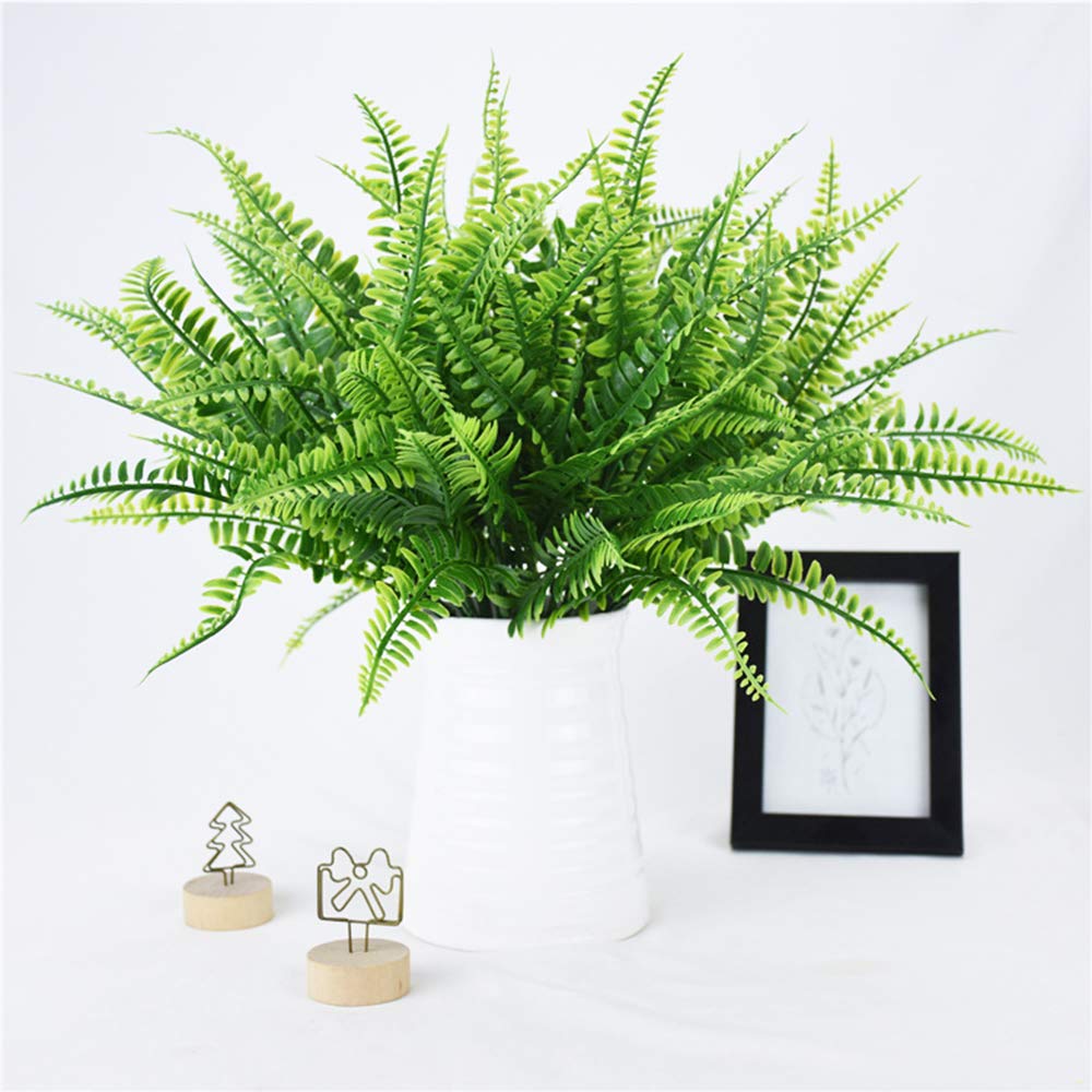Artificial Fern Plants for Outdoors - 12 Pack Fake Boston Ferns, UV Resistant Faux Greenery for Patio, Porch, Deck & Garden Decor - Perfect for Home, Office & Commercial Spaces