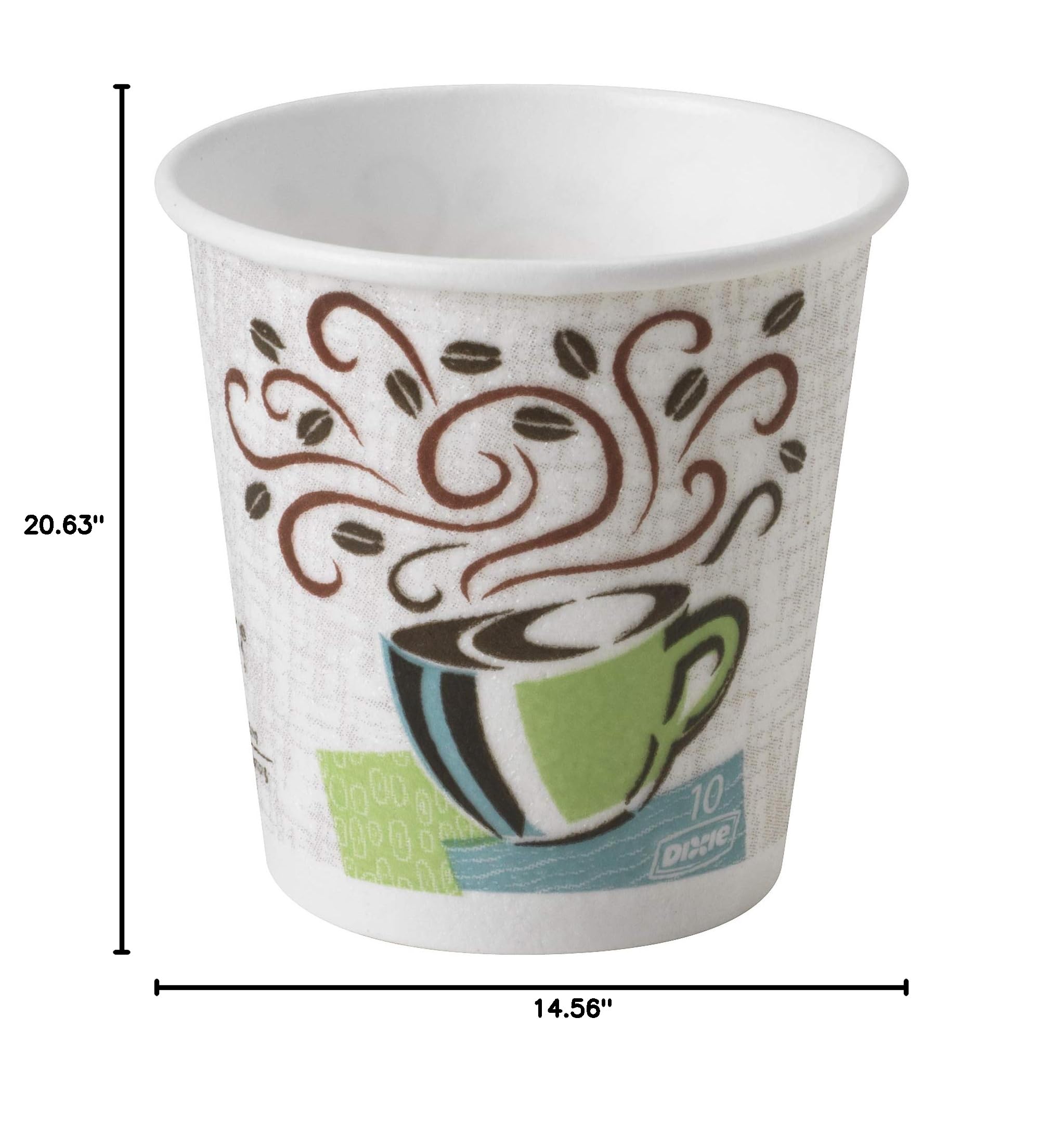GP PRO Dixie PerfecTouch 10 oz Disposable Paper Coffee Cups - Coffee Haze Design (1000 Count, 20 Sleeves of 50) for Office, Cafes & Home Use - Perfect for Hot Beverages & Coffee Breaks