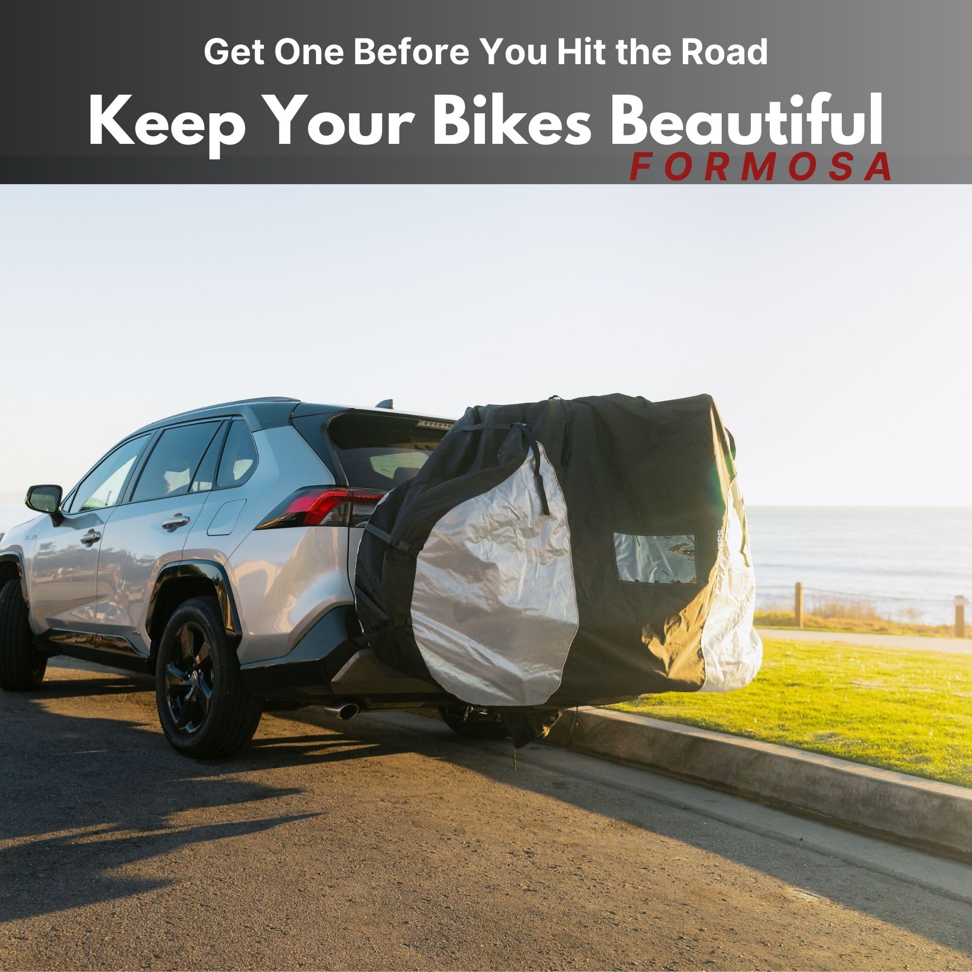 FORMOSA Heavy Duty Waterproof Bike Cover for Travel & Transport - Universal Fit for Single, Dual, Quad Bikes - Electric Bicycle Protection Cover for Car Rack - Perfect for Road Trips, Camping & Outdoor Adventures