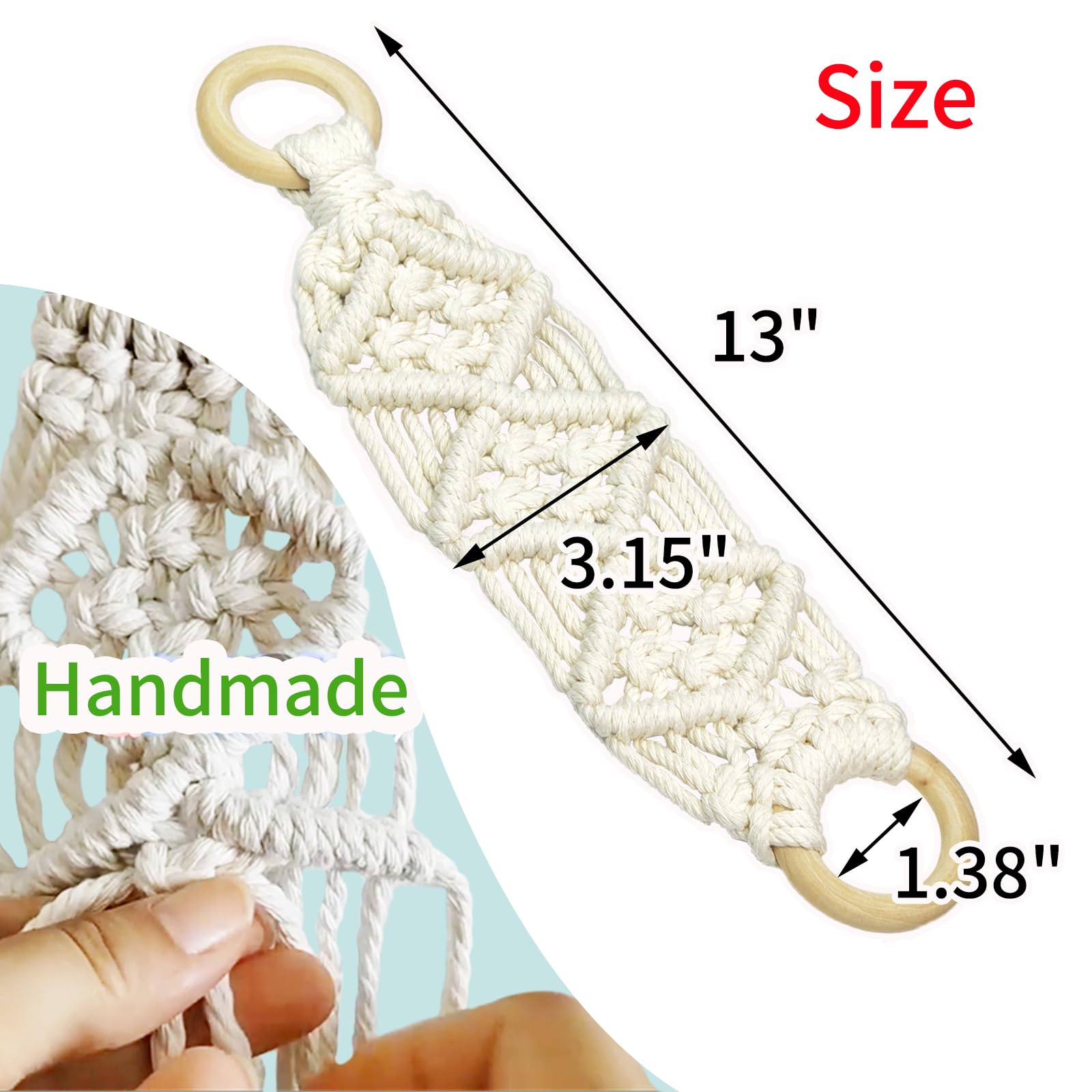 TSBS 2 Pack Natural Cotton Rope & Beech Wood Kitchen Towel Holder - White Boho Style for Oven, Hand Towels & Dish Towels - Perfect for Farmhouse, Rustic & Modern Kitchens