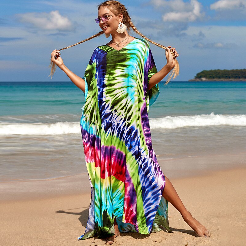 Bohemian Beach Dresses & Kaftans - Flowy Bikini Cover Ups, Maxi Robe for Women | Elegant Swimwear Coverup for Pool, Vacation & Summer Outfits