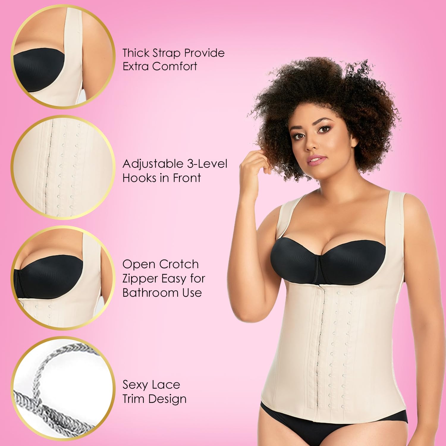Women's Latex Waist Trainer Vest - Hourglass Figure Corset for Body Shaping & Slimming | Perfect for Tummy Control, Postpartum Recovery & Workout Support