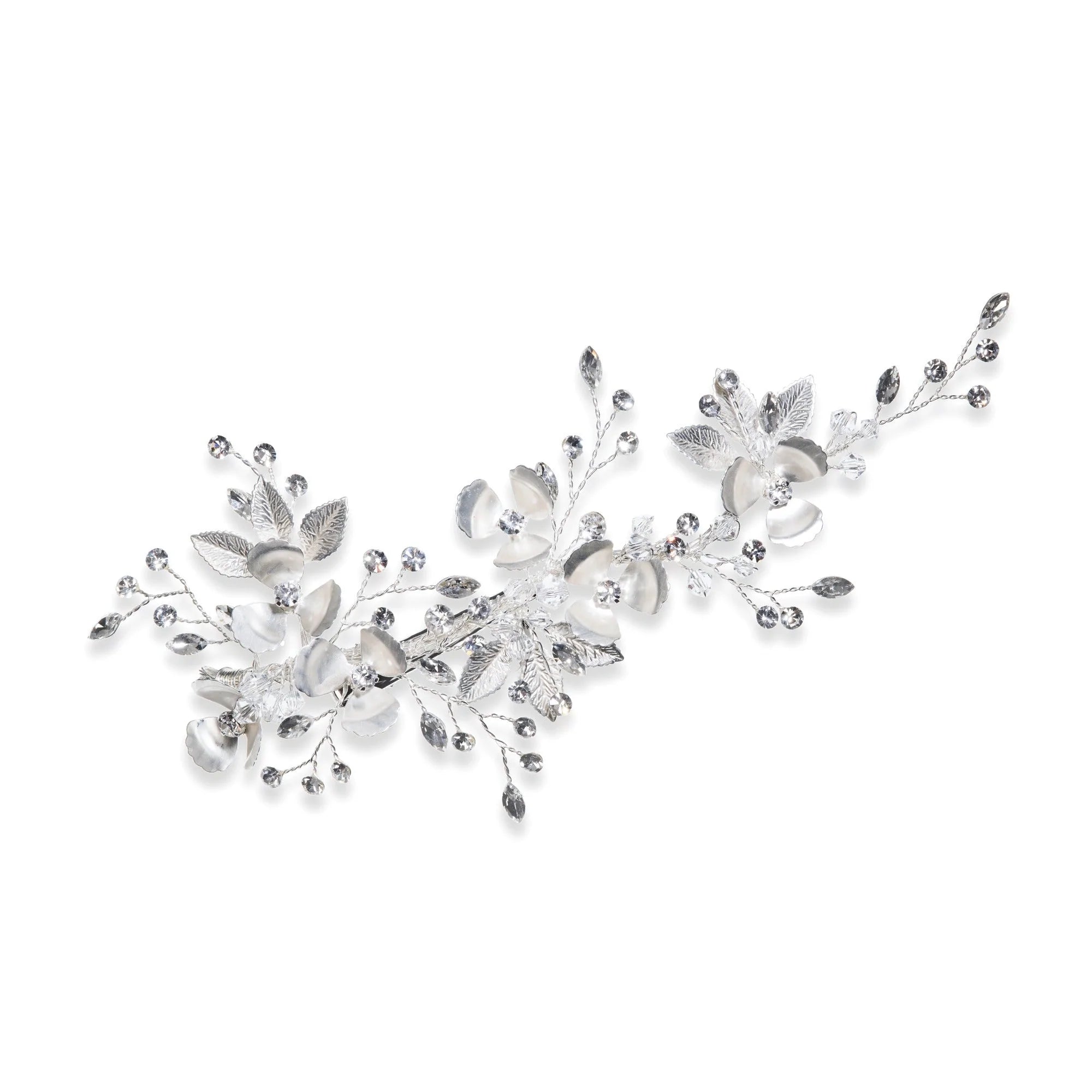 Elegant Silver Bridal Hair Clip with Sparkling Crystals - FLORA Wedding Hair Accessory for Brides, Bridesmaids & Prom | Perfect for Weddings, Parties & Special Occasions