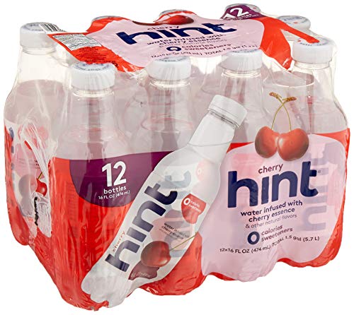 4-Pack Hint Water - 12 Bottles of Unsweetened Cherry Fruit Infused Water (16 fl oz) | Hydrating, Zero-Calorie, Natural Flavored Drink for Workouts, Office & Healthy Lifestyle