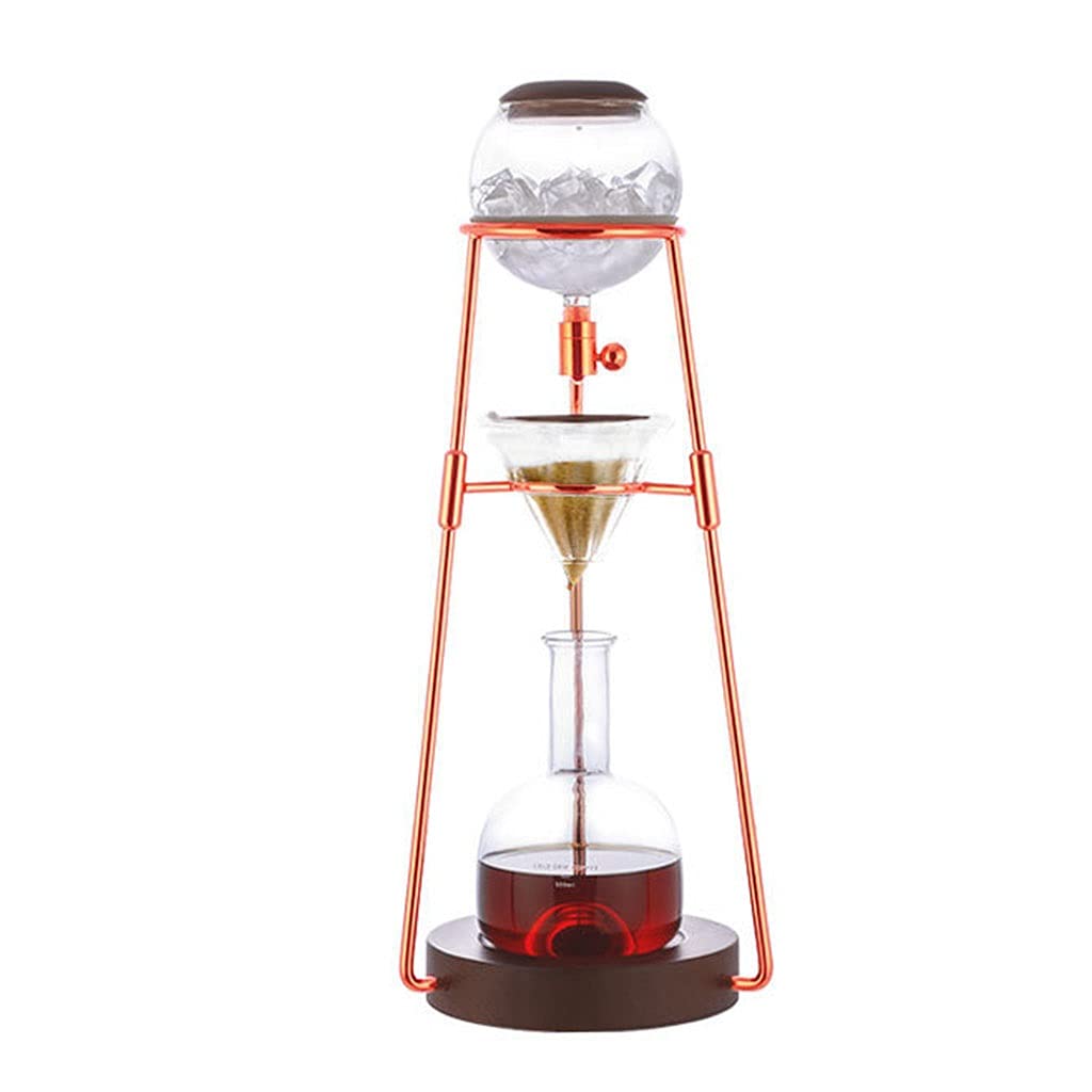 Premium Cold Brew Coffee Maker - Large 4-6 Cup (16.9oz) Capacity with Durable Glass & Fine Mesh Filter | Slow Drip Technology for Smooth Iced Coffee & Tea | Perfect for Home, Office & Outdoor Use (Gold)