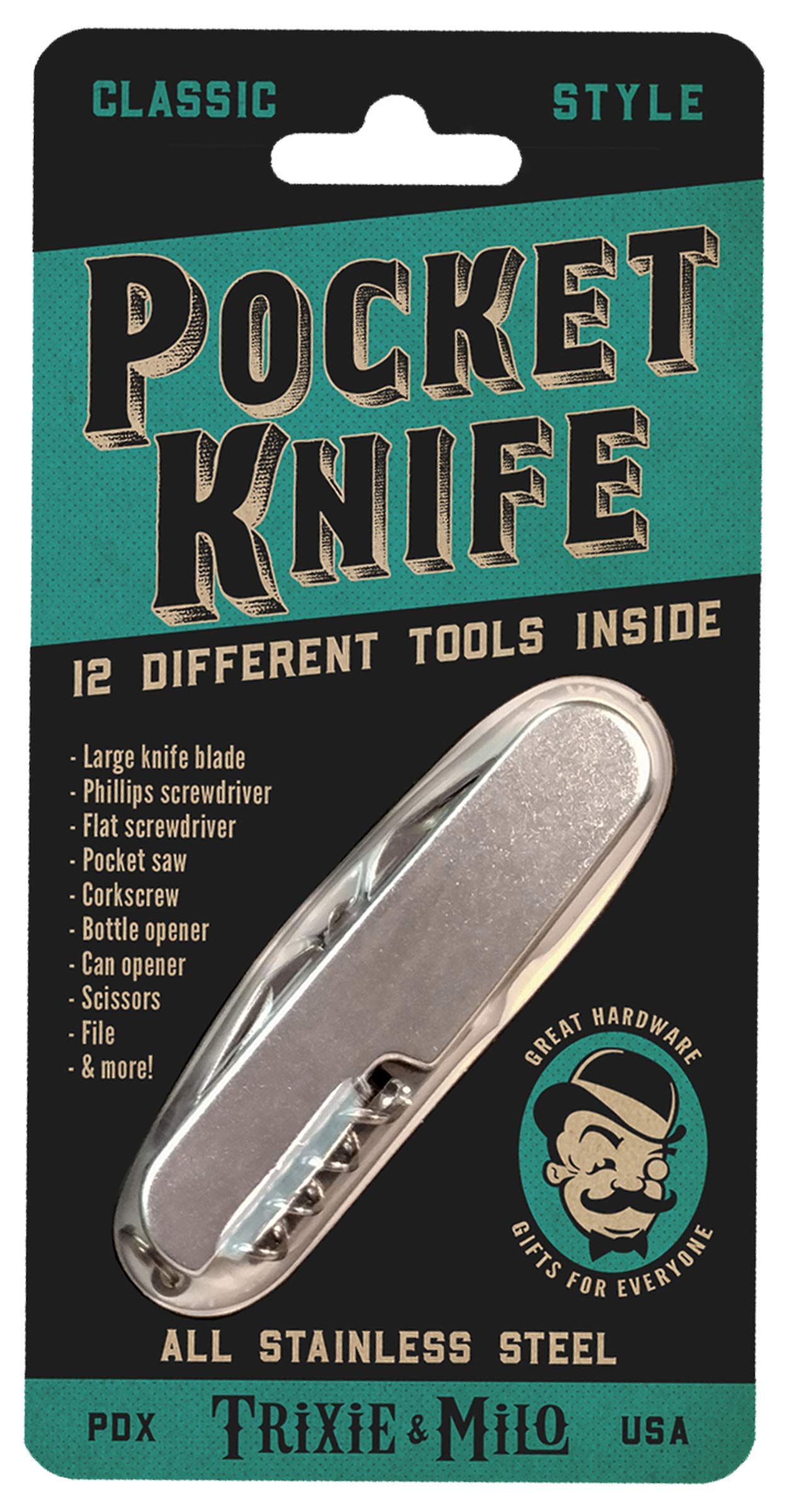 Trixie & Milo Classic Pocket Knife - Premium Stainless Steel Folding Knife for Camping, Hiking & Everyday Carry (EDC) | Compact & Durable Outdoor Tool